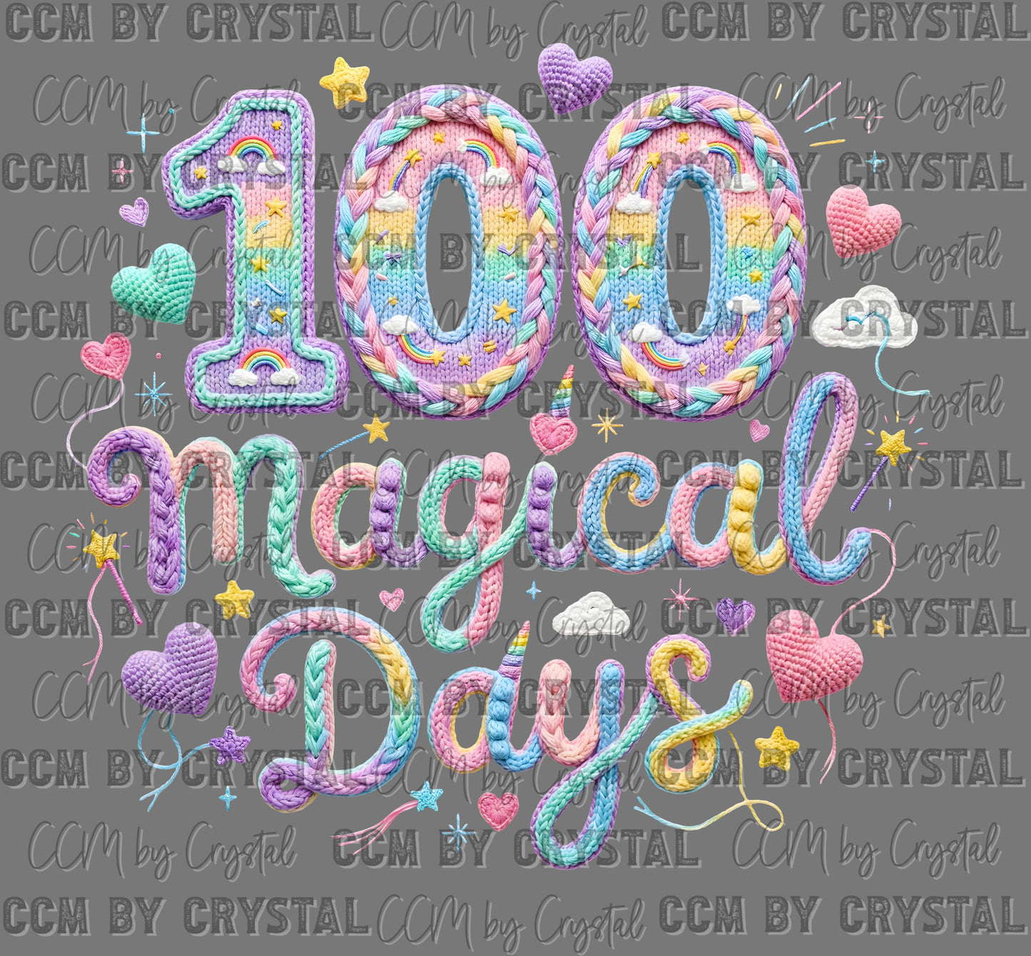 100 days of School Dino Faux Yarn Ready to Press Instant Peel DTF Transfers Sublimation Transfers