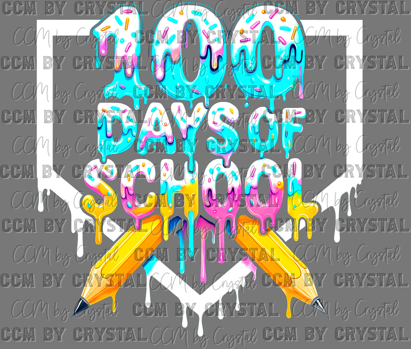100 days of School Baseball Ice Cream Drip Ready to Press Instant Peel DTF Transfers