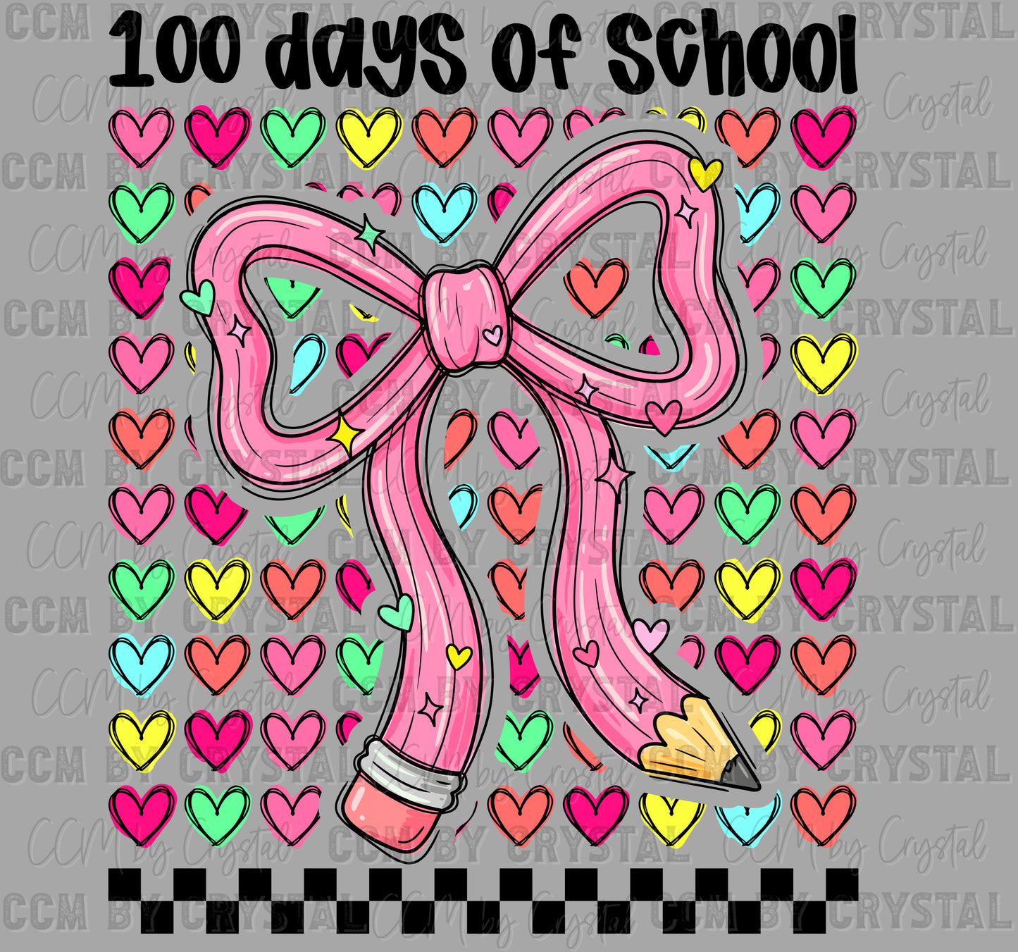 100 Days of School Hearts Ready to Press Instant Peel DTF Transfers Sublimation Transfers