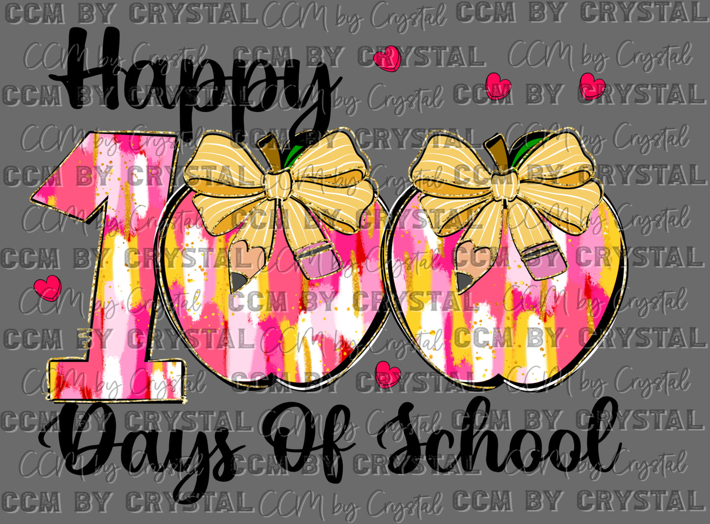 Girly 100 Days of School Bows Ready to Press Transfer DTF Transfer Sublimation Transfer