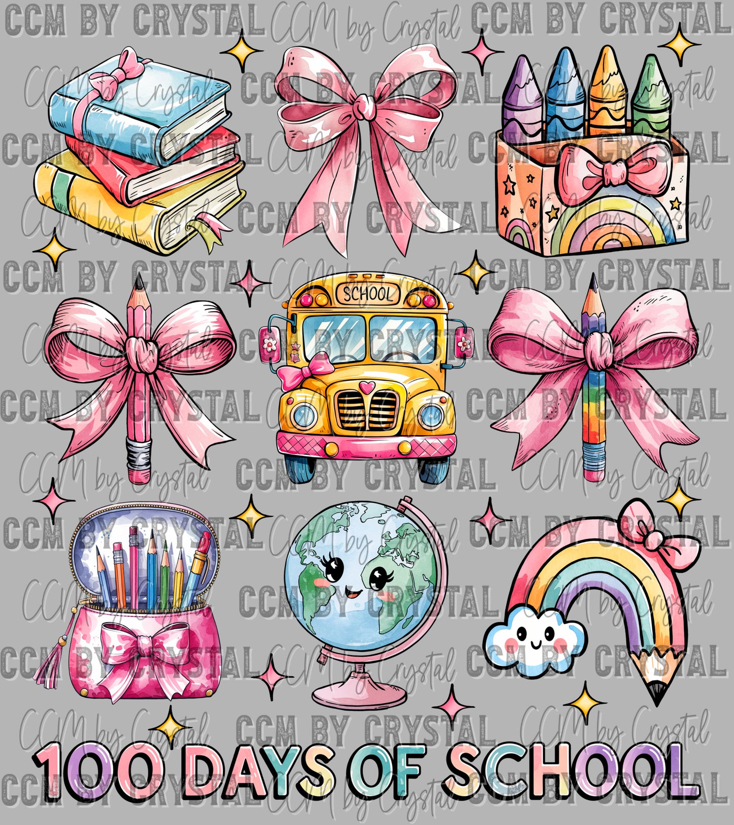 100 Days of School Ready to Press Transfer DTF Transfer Sublimation Transfer