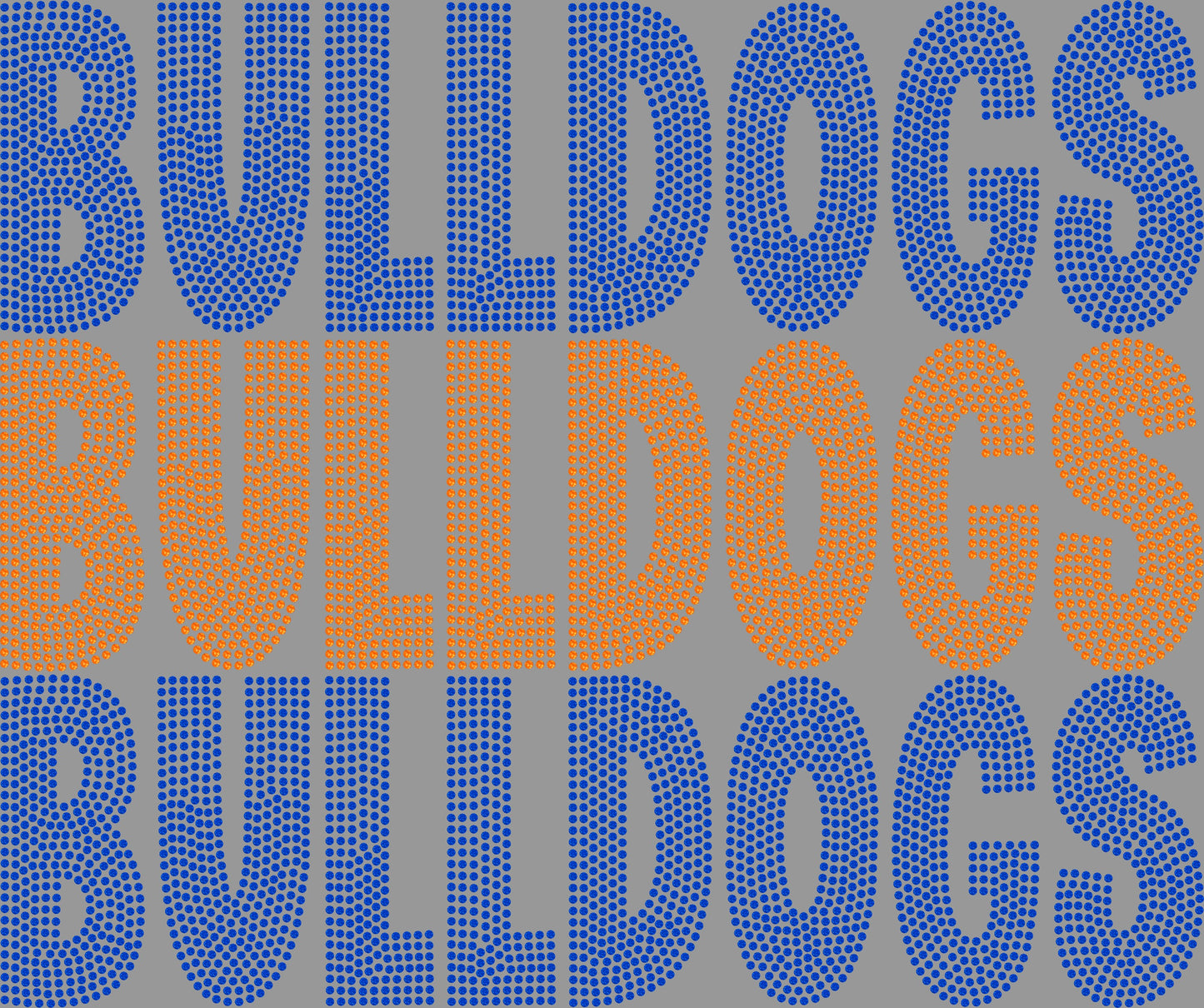 Bulldogs Stacked 11" 2-Color Ready to Press Spangle Transfer Bling Transfer Sparkle Transfer