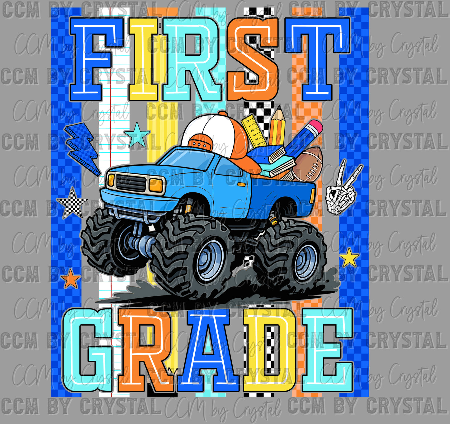 1st First Grade Monster Truck Back to School Ready to Press Transfer Direct to Film DTF Transfers