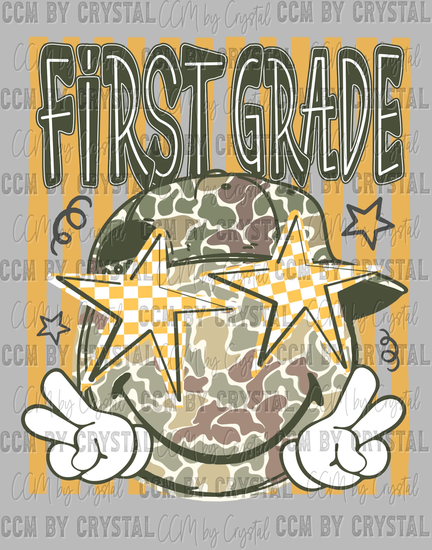 1st Grade Camo Stars Back to School Ready to Press DTF Transfers Sublimation Transfers