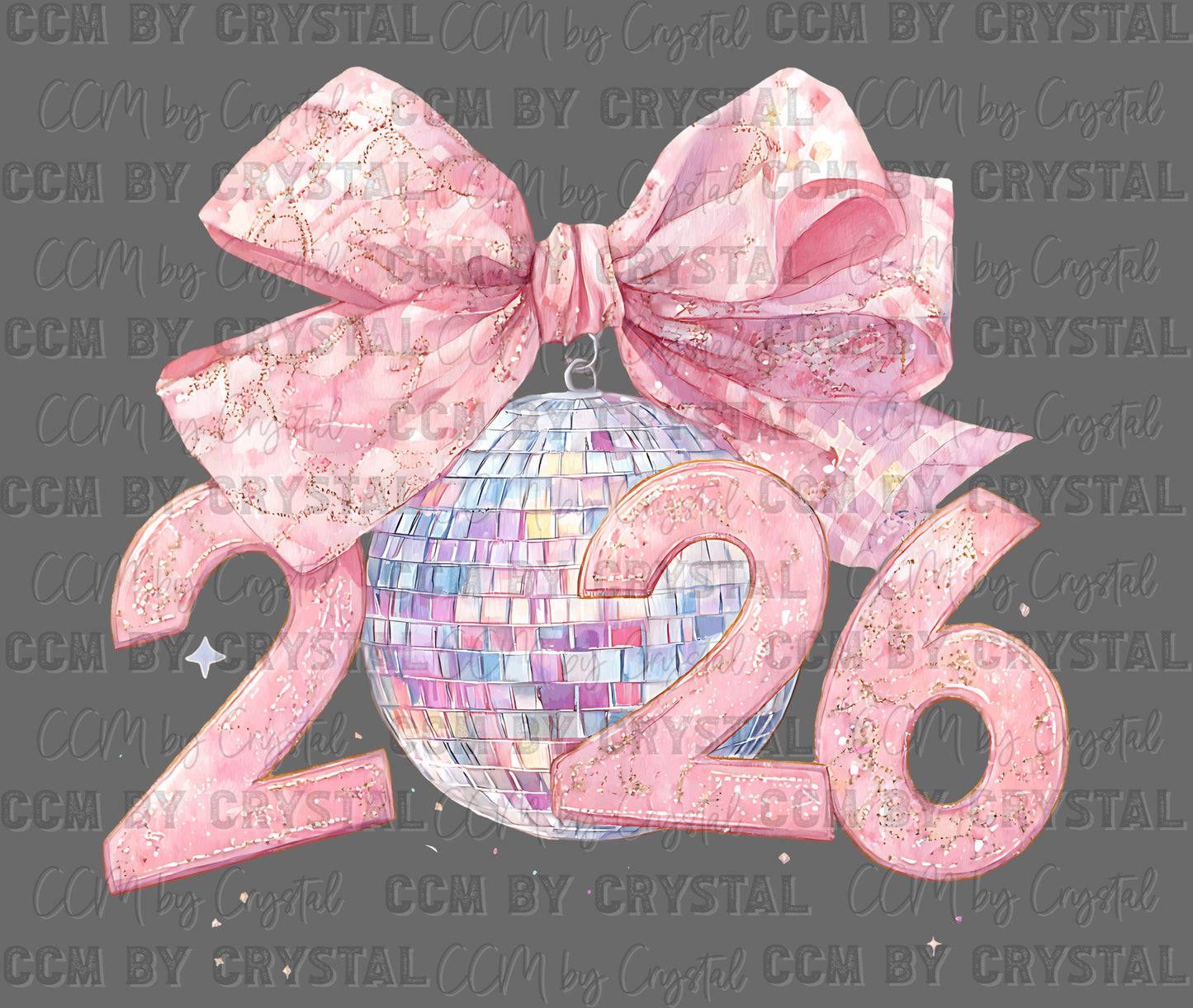 Disco 2026 Happy New Year Faux Glitter Ready to Press Instant Peel DTF Transfers Sublimation Transfers