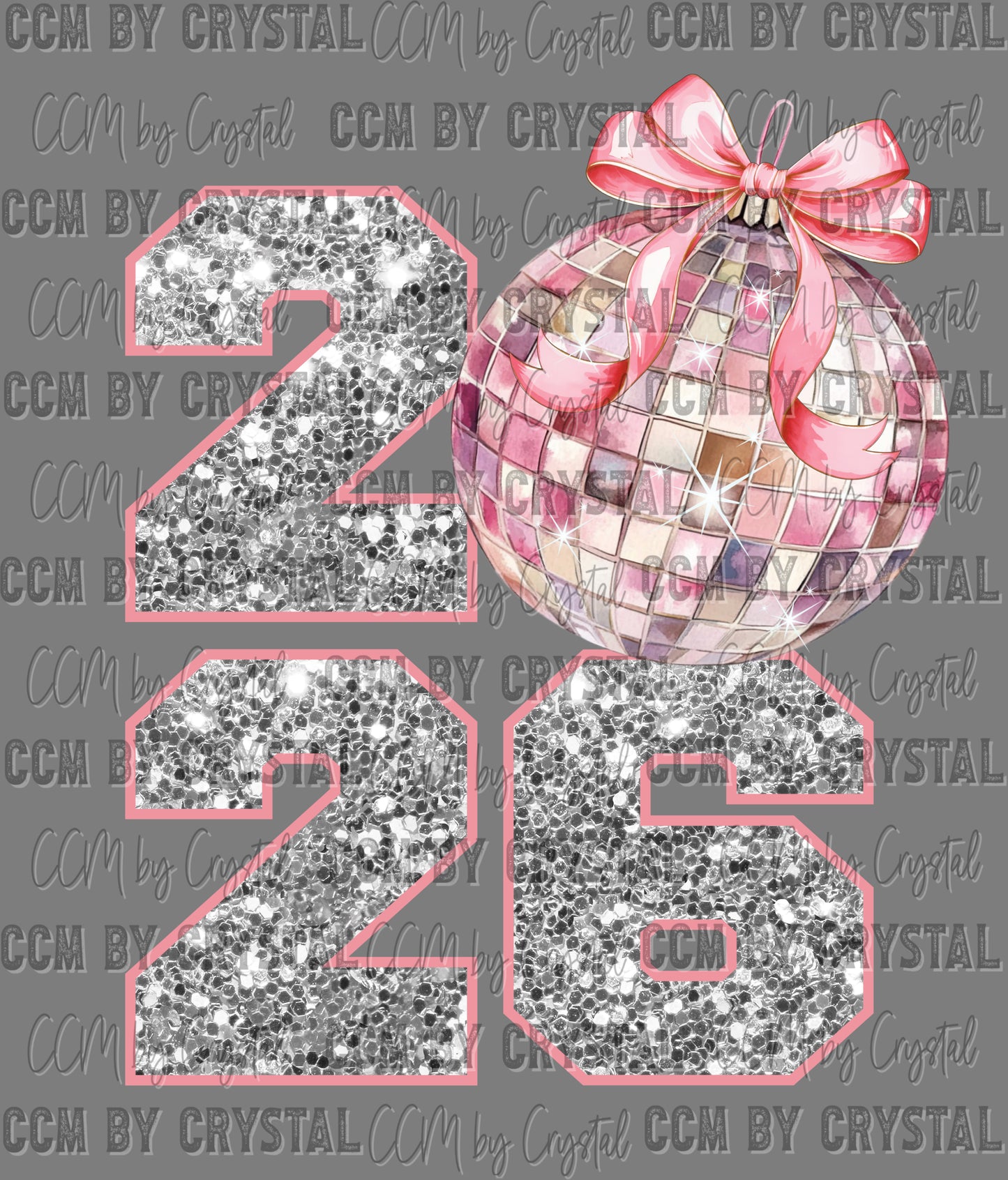 2026 New Year Disco Faux Glitter Ready to Press Instant Peel DTF Transfers Sublimation Transfers