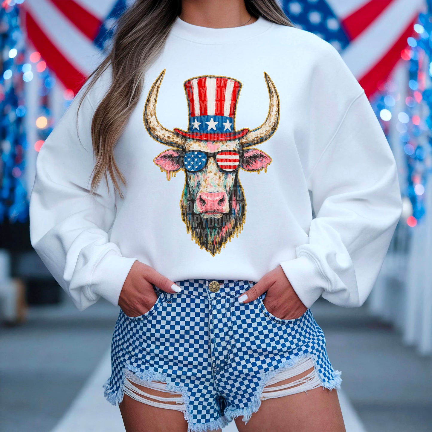Cow USA 4th of July Ready to Press Transfer DTF Transfer Sublimation Transfer