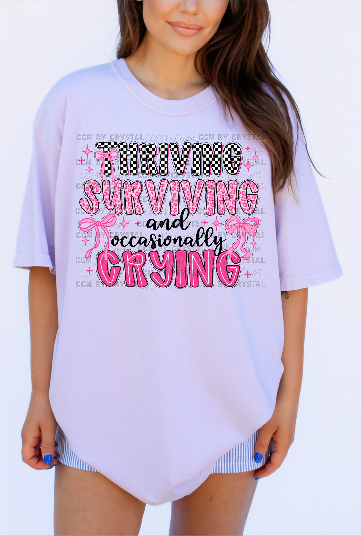Thriving Surviving and Occasionally Crying DTF Transfer Sublimation Transfer
