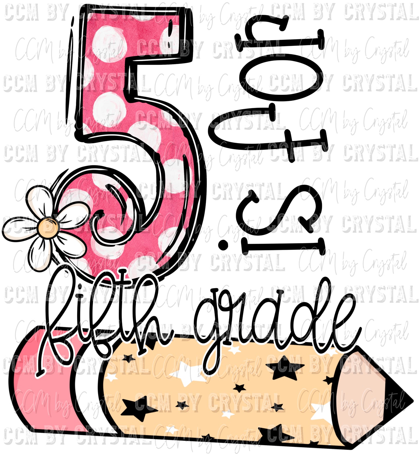 5 is for Fifth Grade School Ready to Press Transfer DTF Transfer Sublimation Transfer