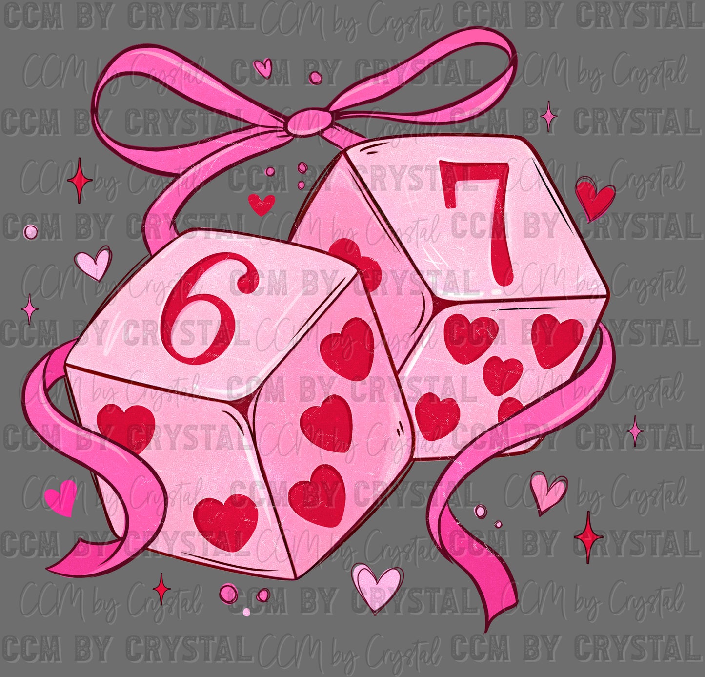 Valentines Day Dice 67 Ready to Press Instant Peel DTF Transfers Sublimation Transfers
