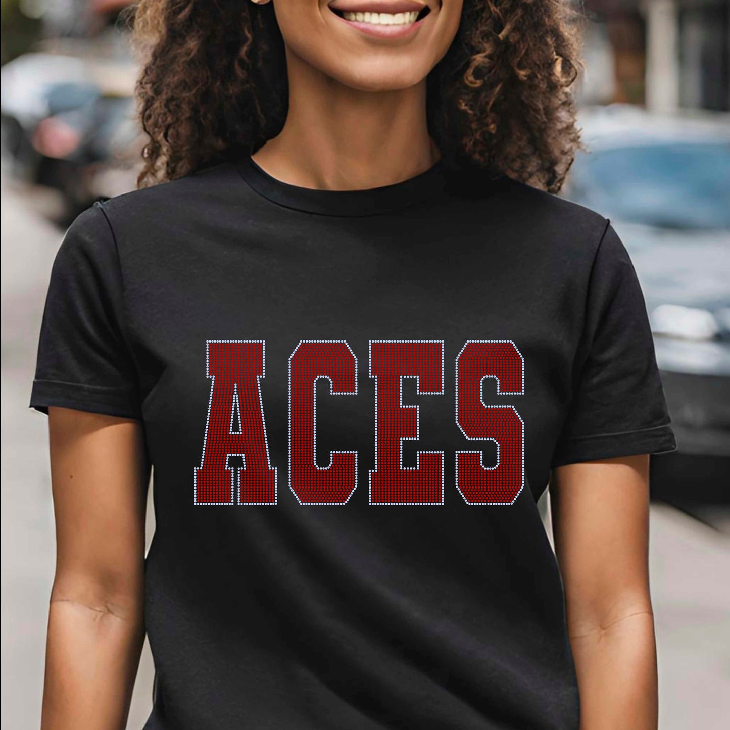 Aces 11" 2-Color Ready to Press Spangle Transfer Bling Transfer Sparkle Transfer