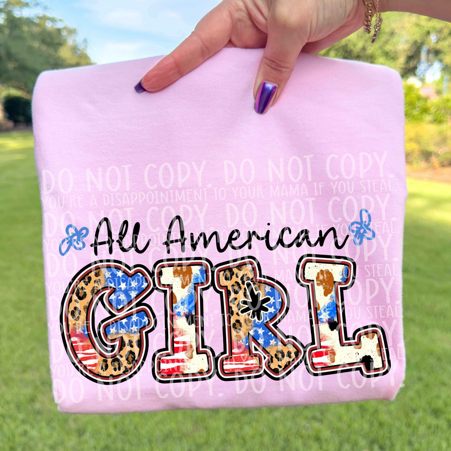 All American Girl Patriotic 4th of July Ready to Press Instant Peel DTF Transfers Sublimation Transfers
