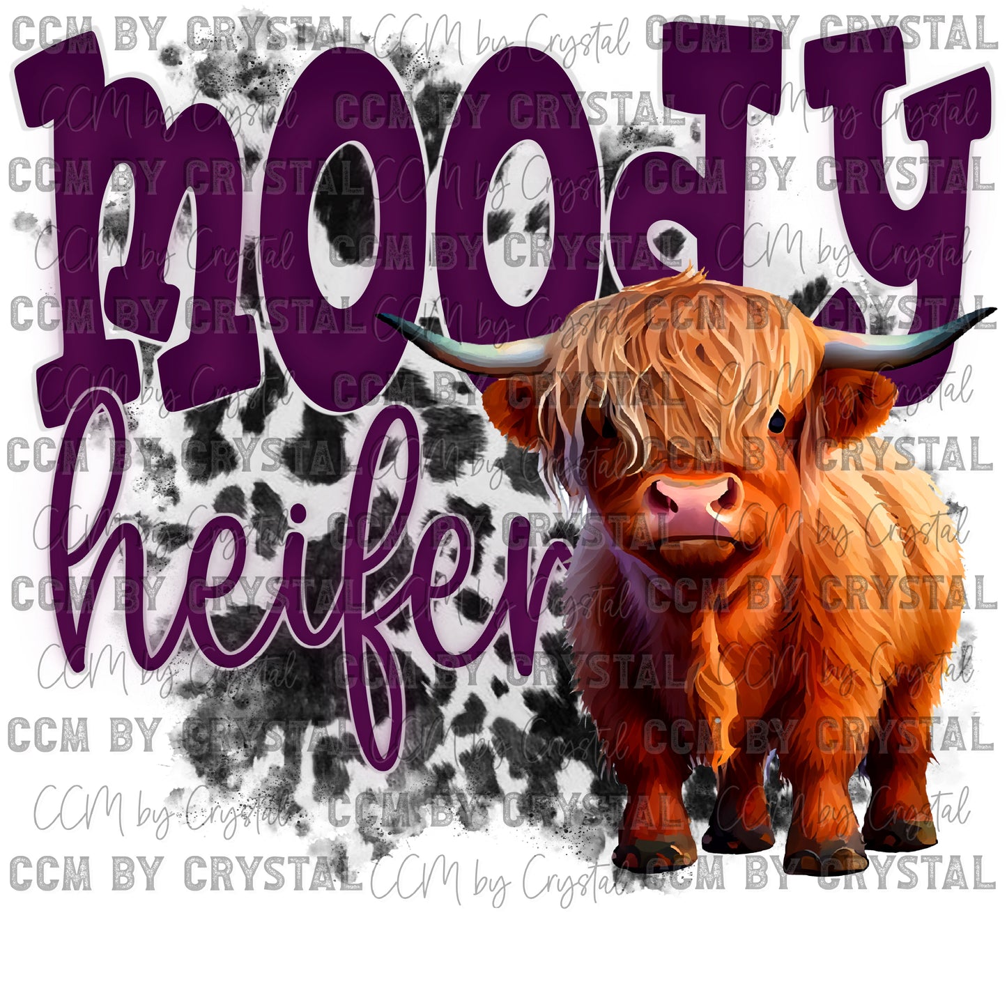 Moody Heifer Highland Cow PNG Digital File ONLY