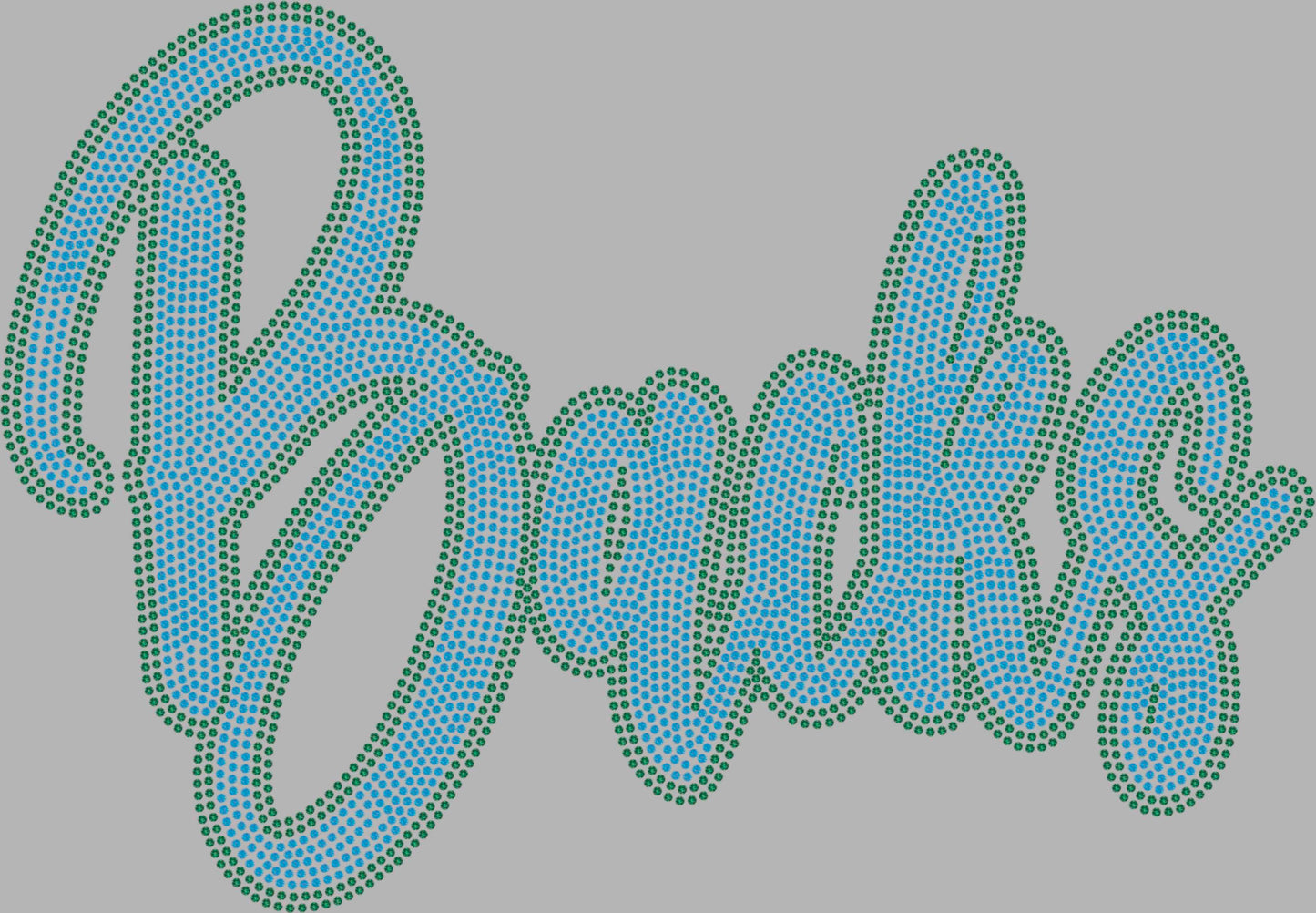 Backs Cursive Script Font 11" 2-Color Ready to Press Spangle Transfer Bling Transfer Sparkle Transfer
