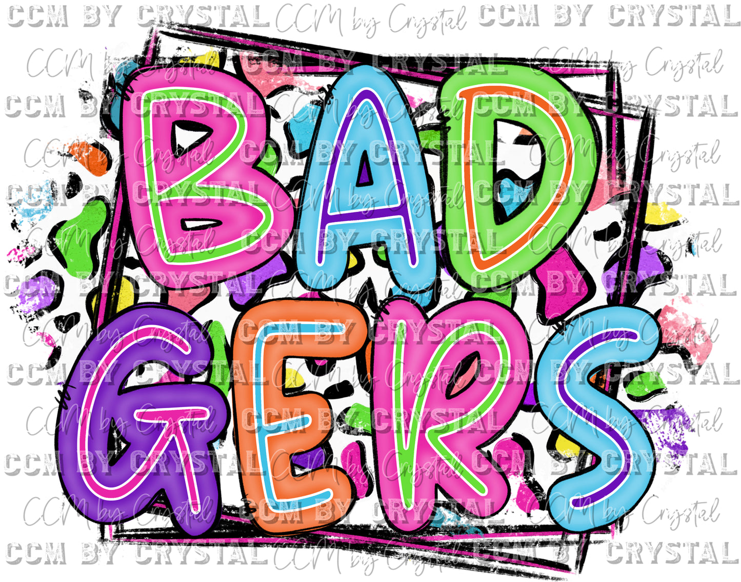 Badgers Colorful Leopard Background Mascot Ready to Press Transfer