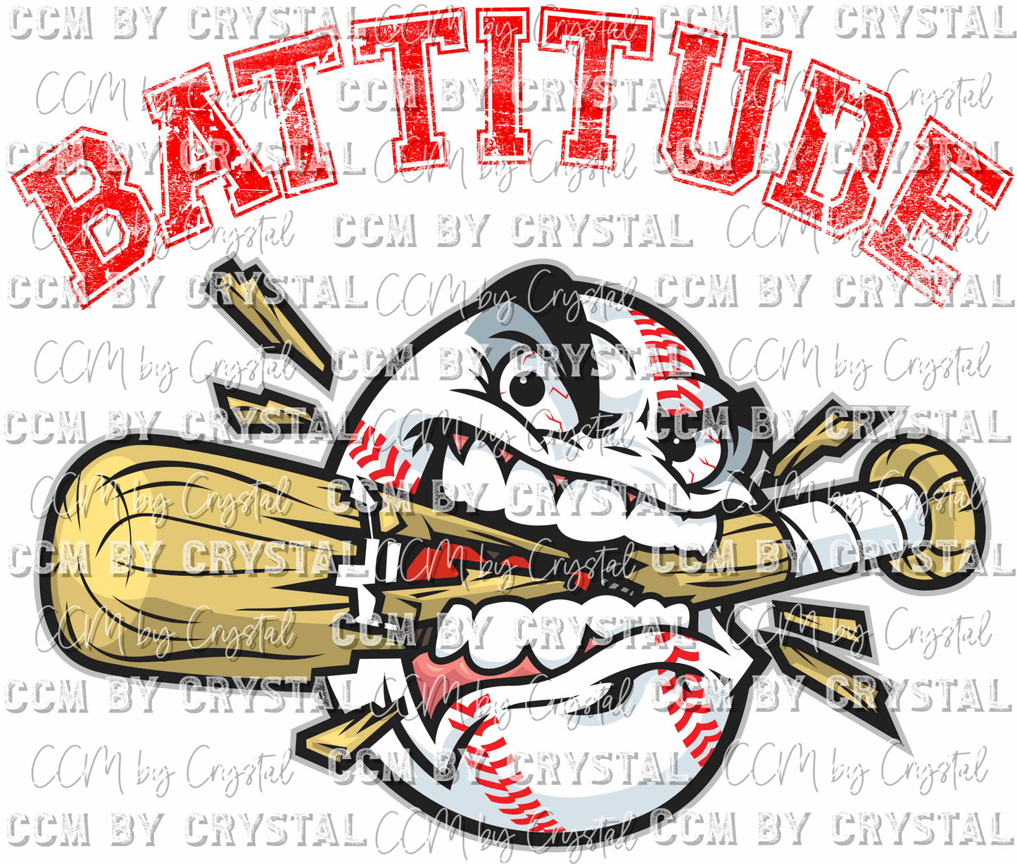 Battitude Mean Baseball PNG Digital File ONLY