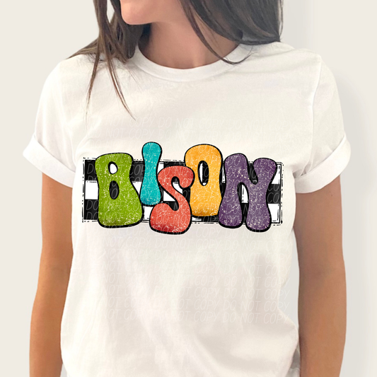 Bison Retro Mascot Ready to Press Transfer DTF Transfer Sublimation Transfer