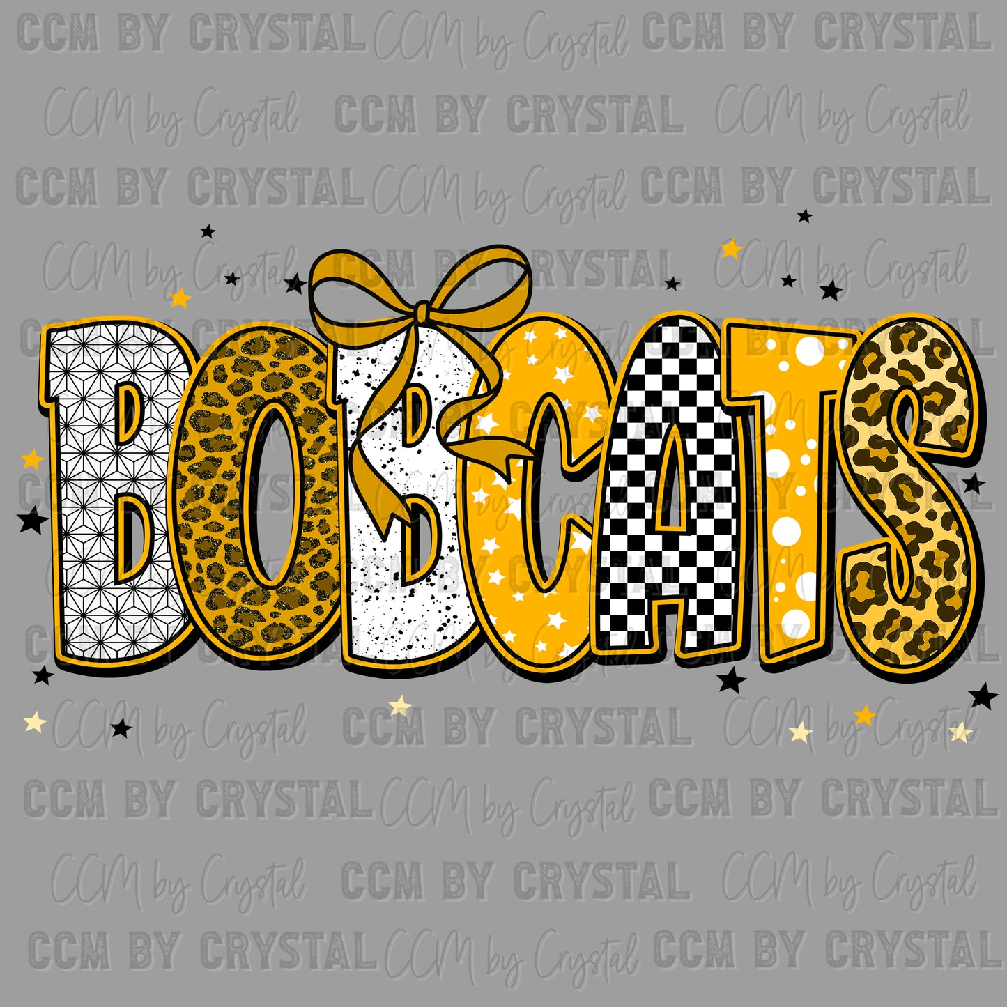 Bobcats Yellow Mascot Ready to Press Transfer DTF Transfer Sublimation Transfer