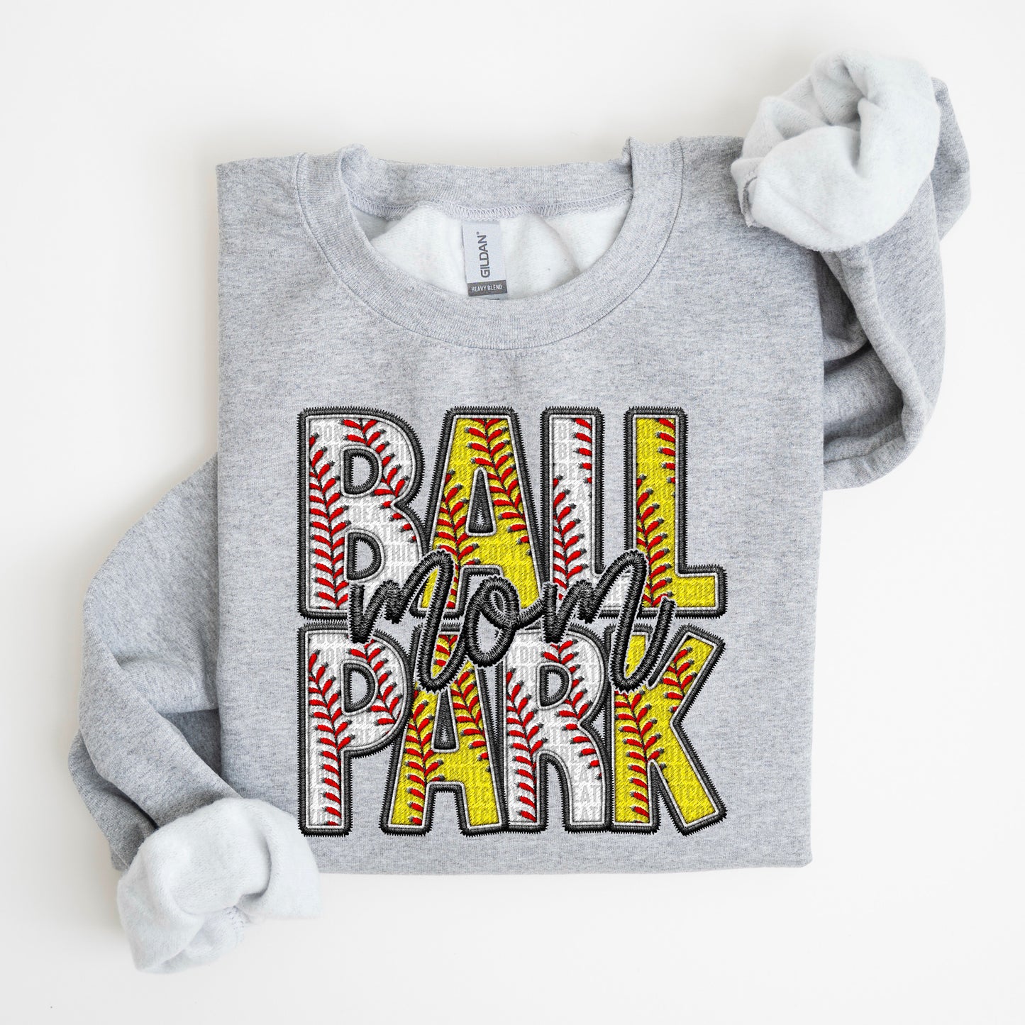 Ballpark Mom Faux Embroidery Ready to Press Transfer DTF Transfer Sublimation Transfer