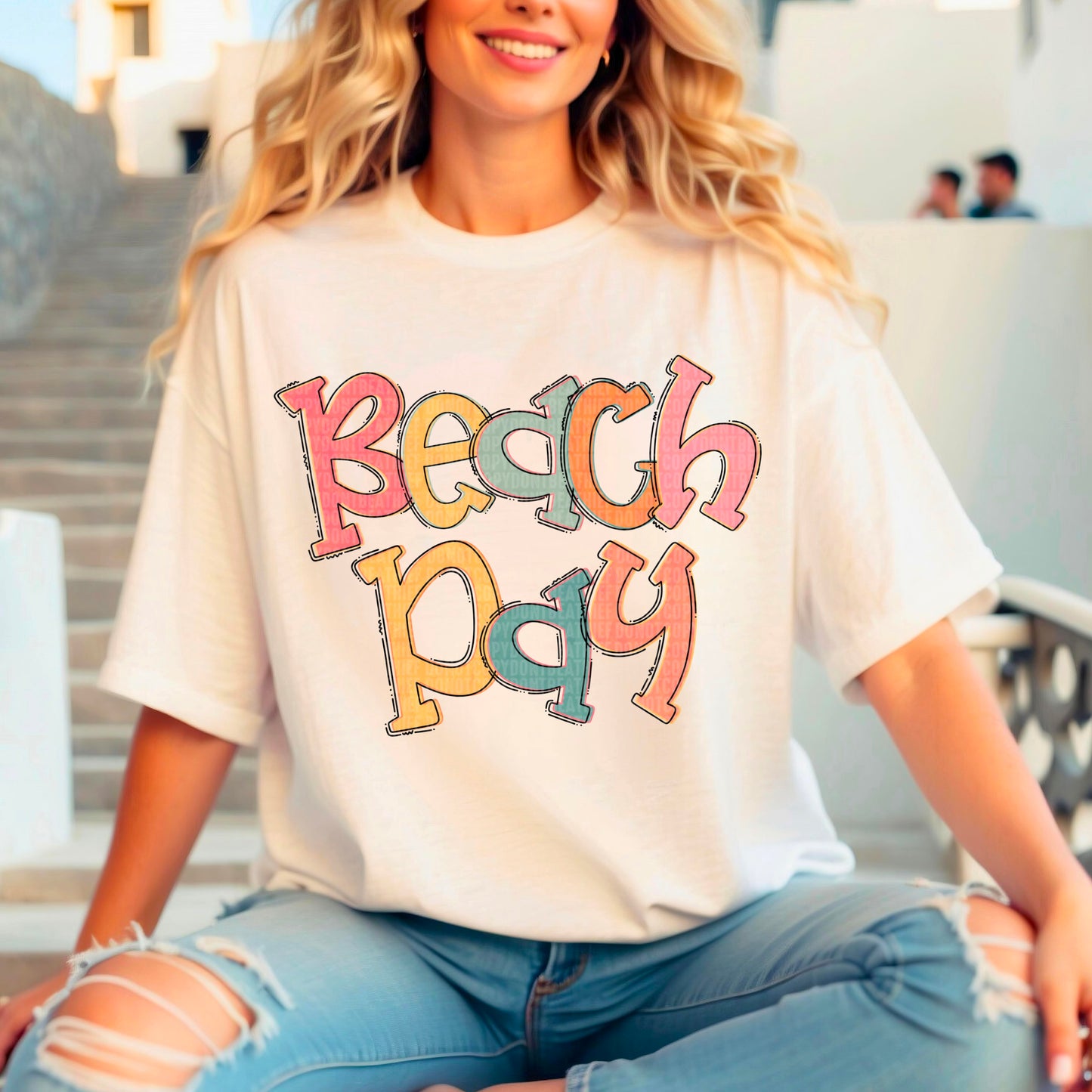 Beach Day Summertime Ready to Press Transfer DTF Transfer Sublimation Transfer