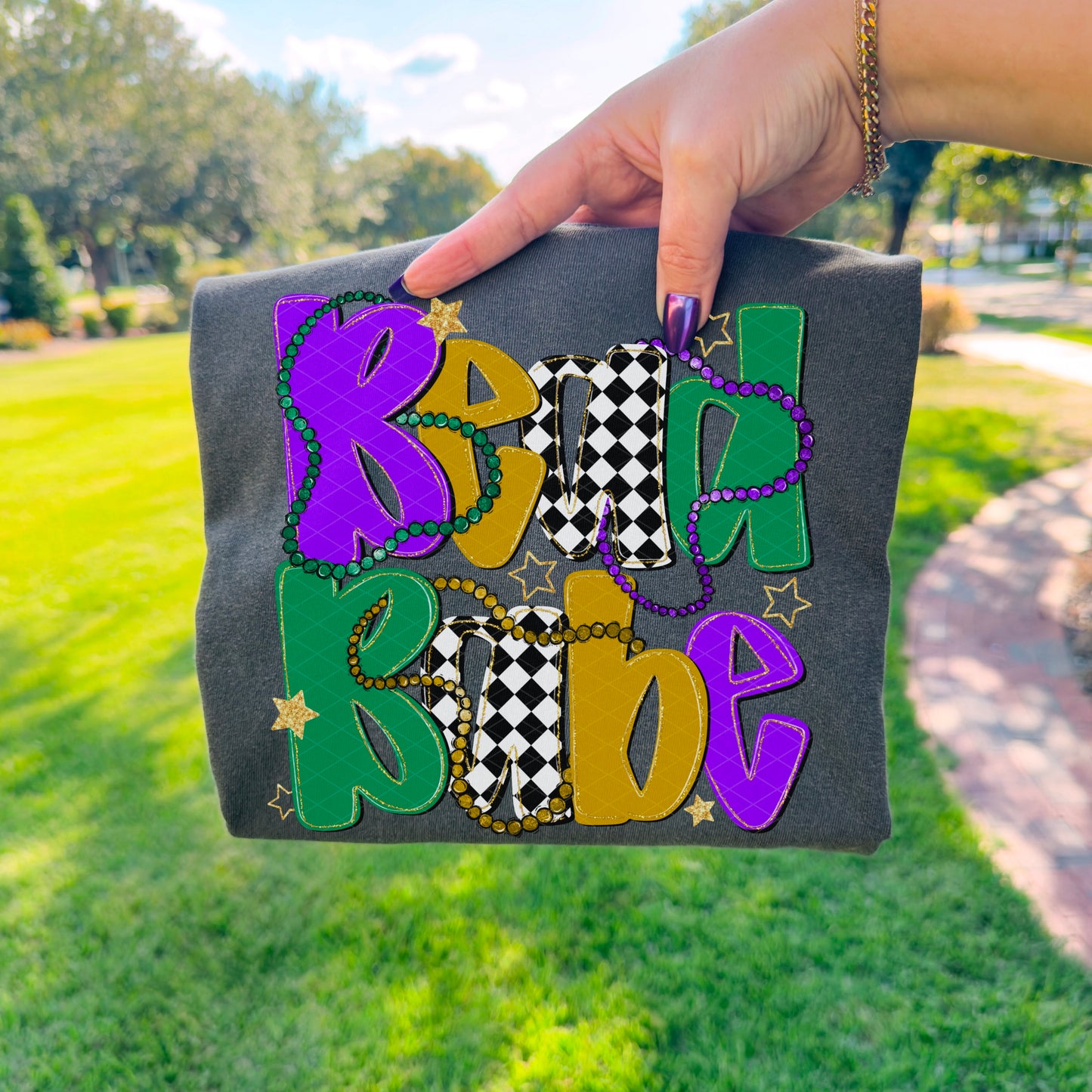 Bead Babe Mardi Gras Ready to Press Instant Peel DTF Transfers Sublimation Transfers