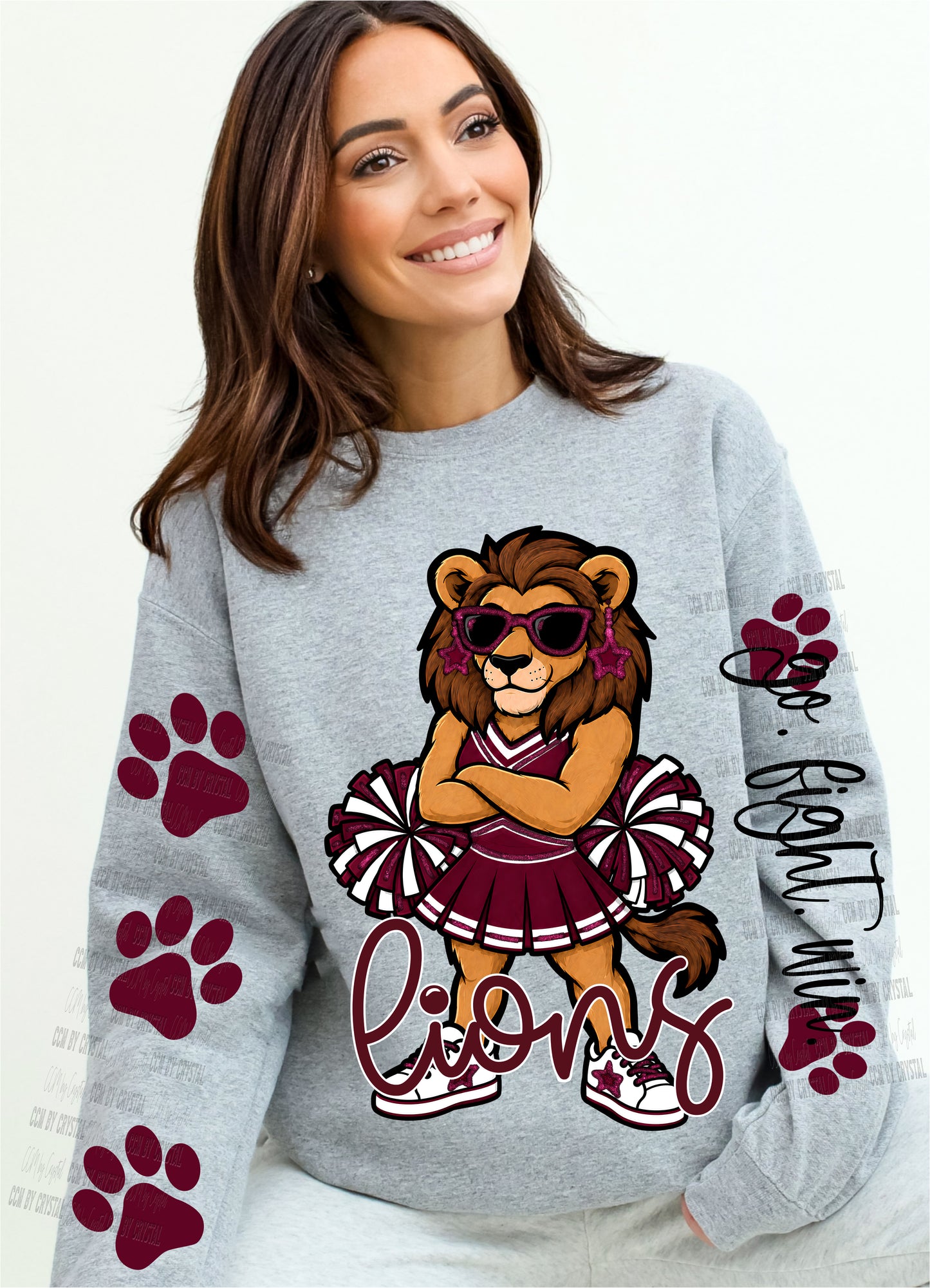 Lions Maroon Cheerleader Go Fight Win T-Shirt Sweatshirt