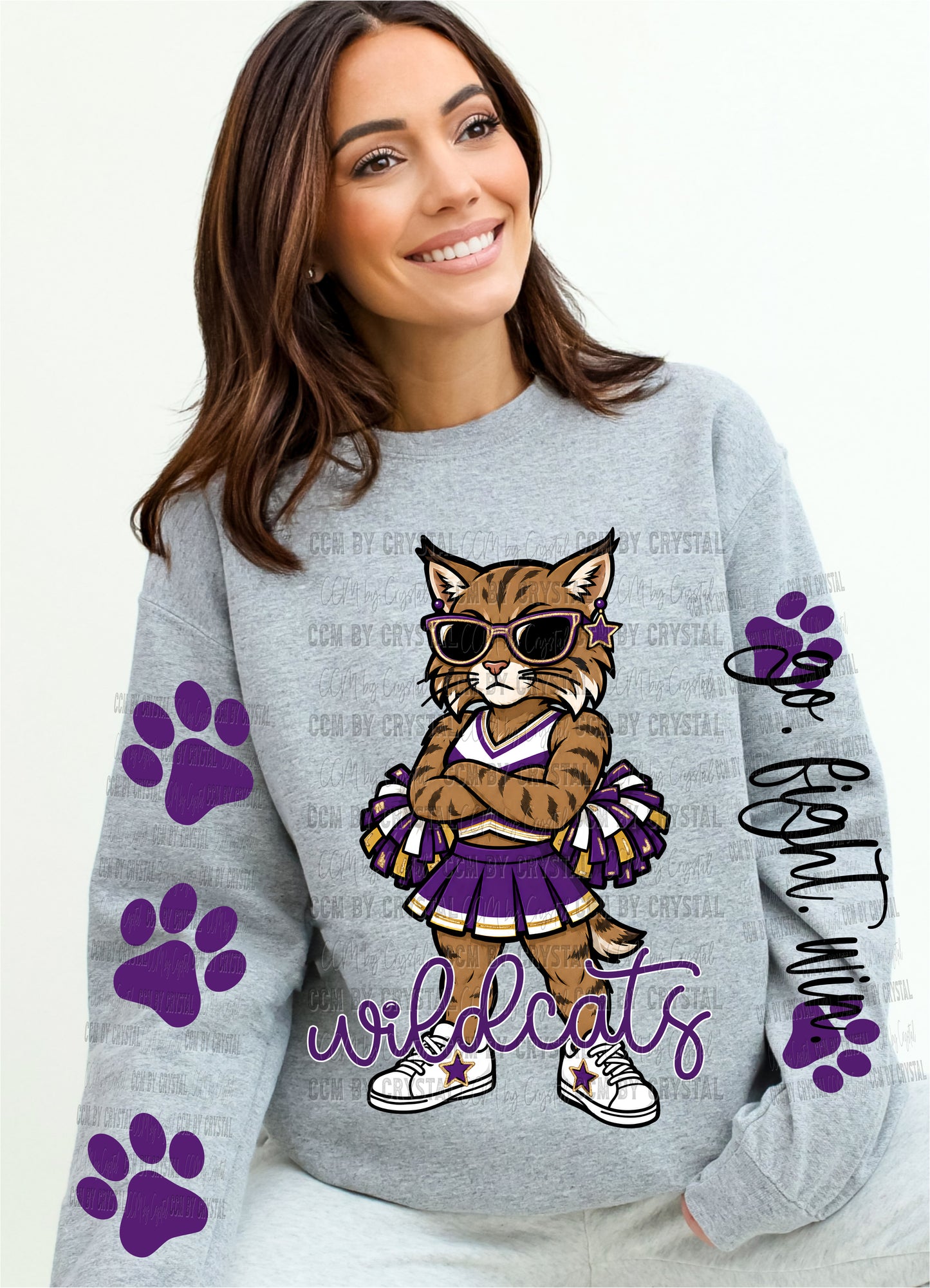 Wildcats Purple Cheerleader Go Fight Win T-Shirt Sweatshirt