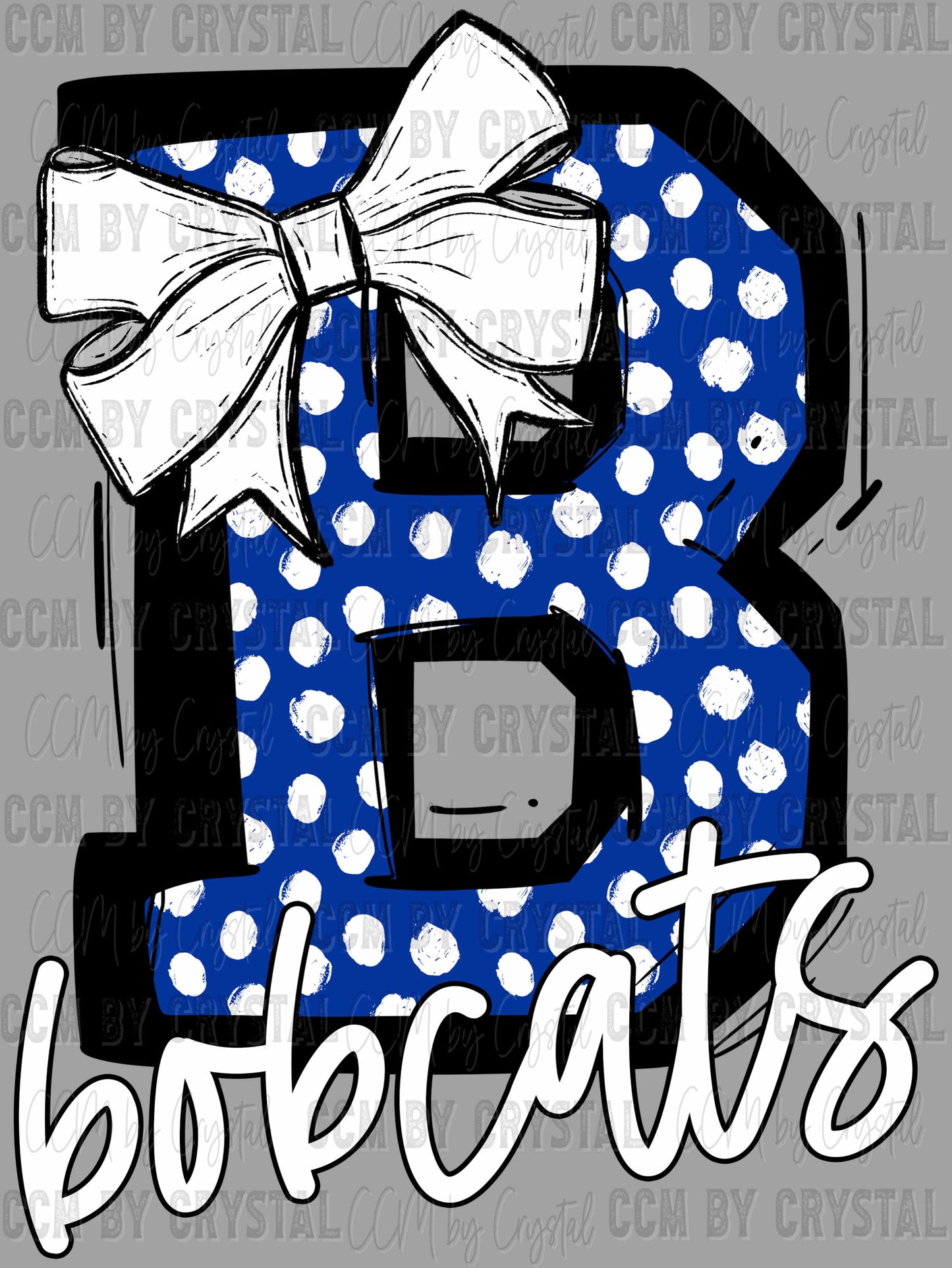 Bobcats Bow Dots Sports Mascot Ready to Press Transfer DTF Transfer Sublimation Transfer