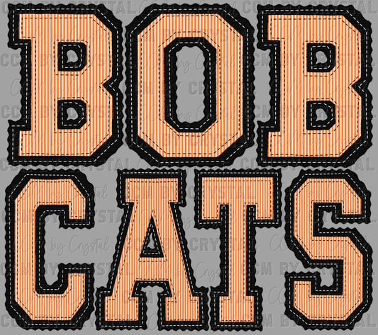 Bobcats Faux Embroidery Stripes Sports Mascot Ready to Press Transfer DTF Transfer Sublimation Transfer