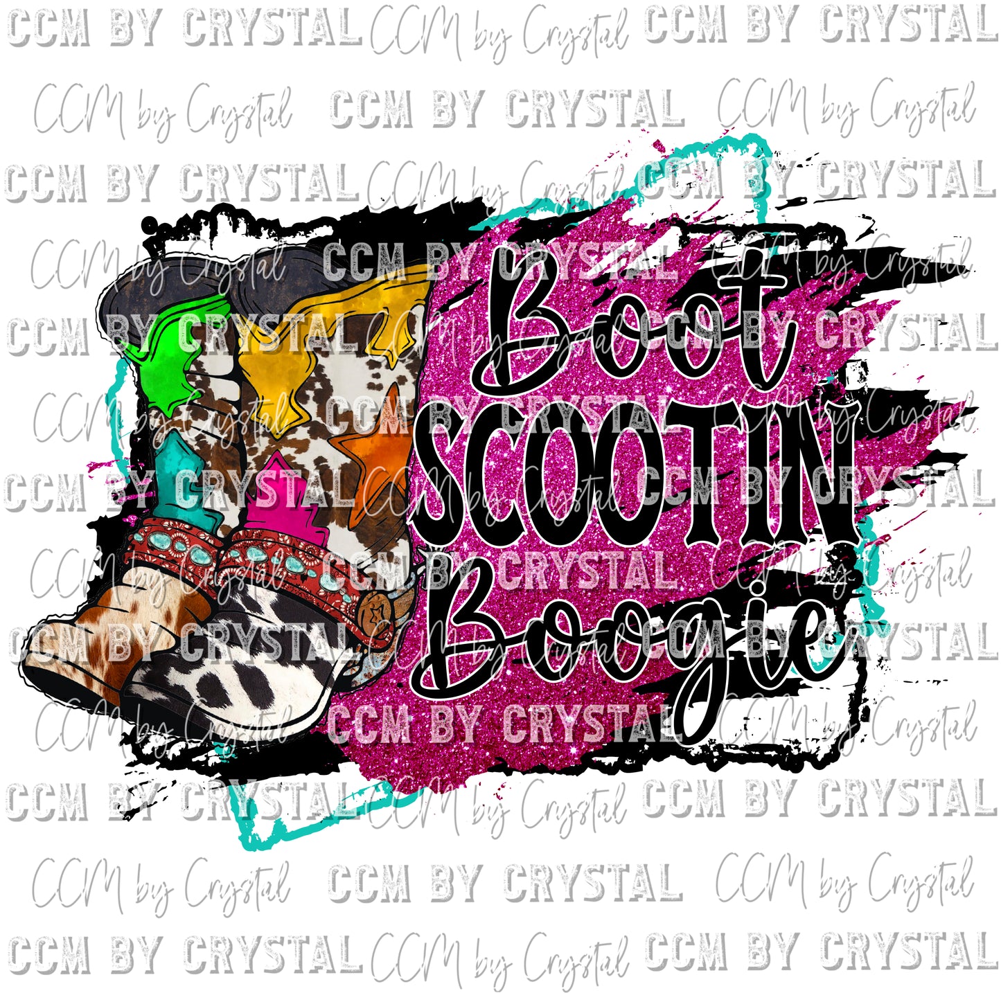 Boot Scootin' Boogie Cowboy Boots Ready to Press Transfer