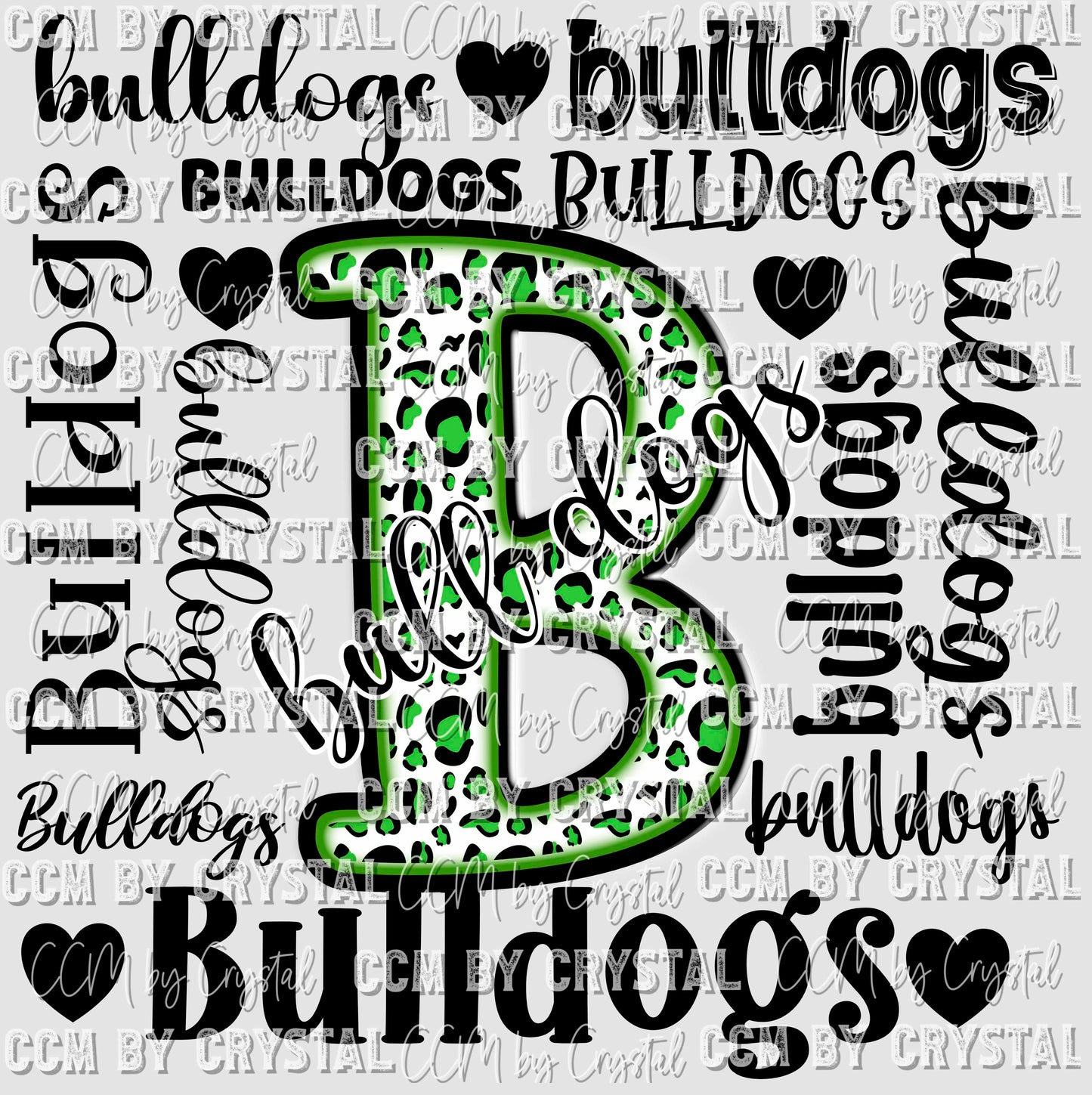 Bulldogs Green Cheetah Print Ready to Press Transfer