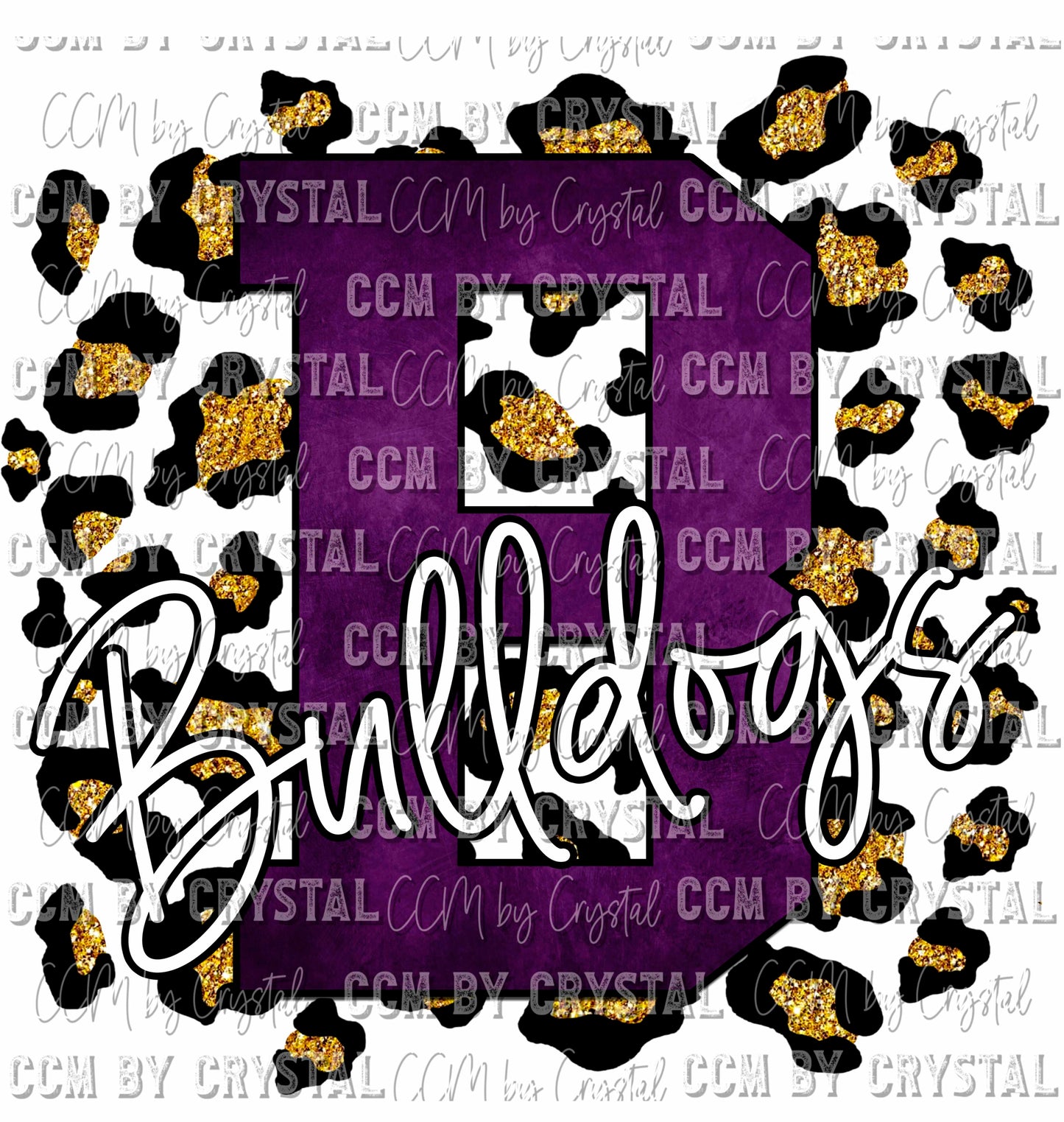 B Bulldogs Purple Gold Leopard Ready To Press Transfer