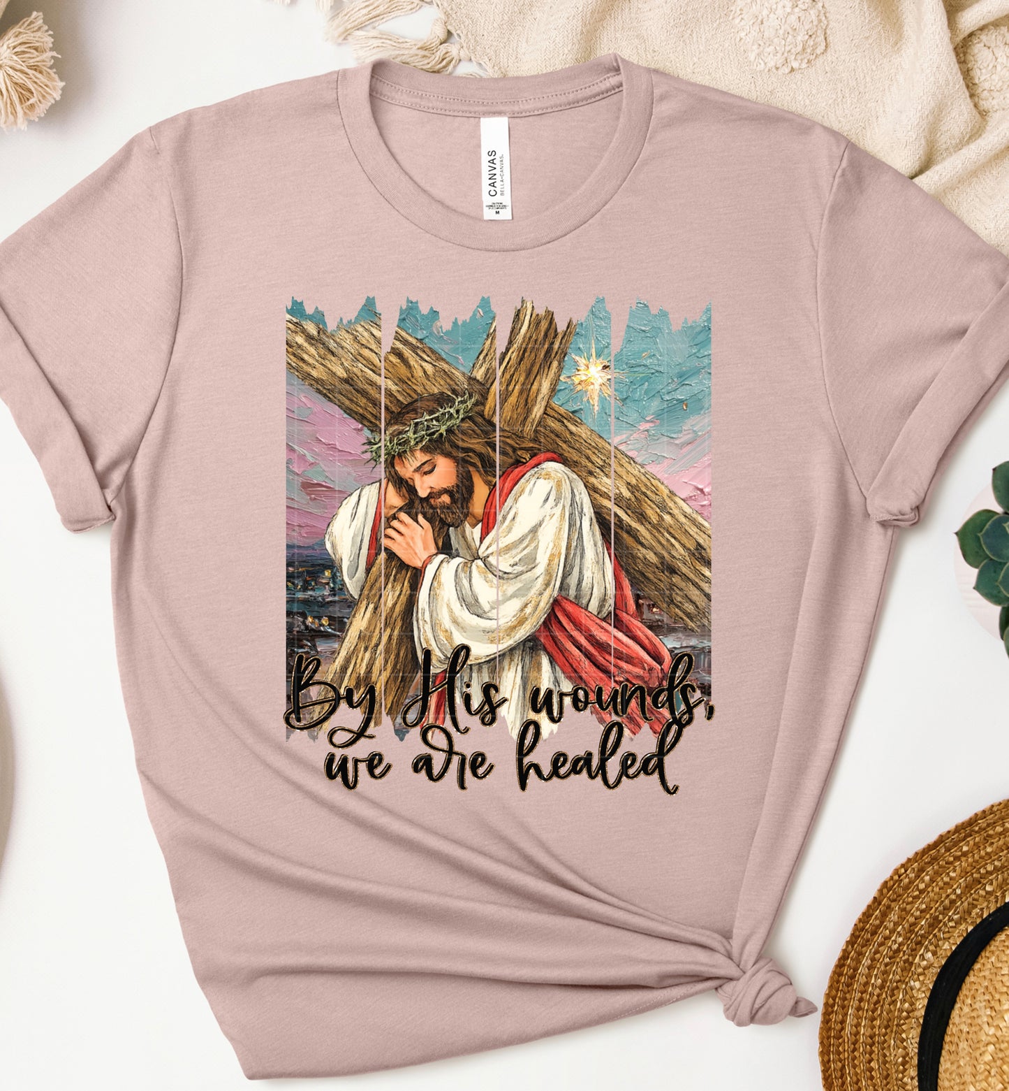 By His Wounds Easter Faith Spring Ready to Press Instant Peel DTF Transfers Sublimation Transfers