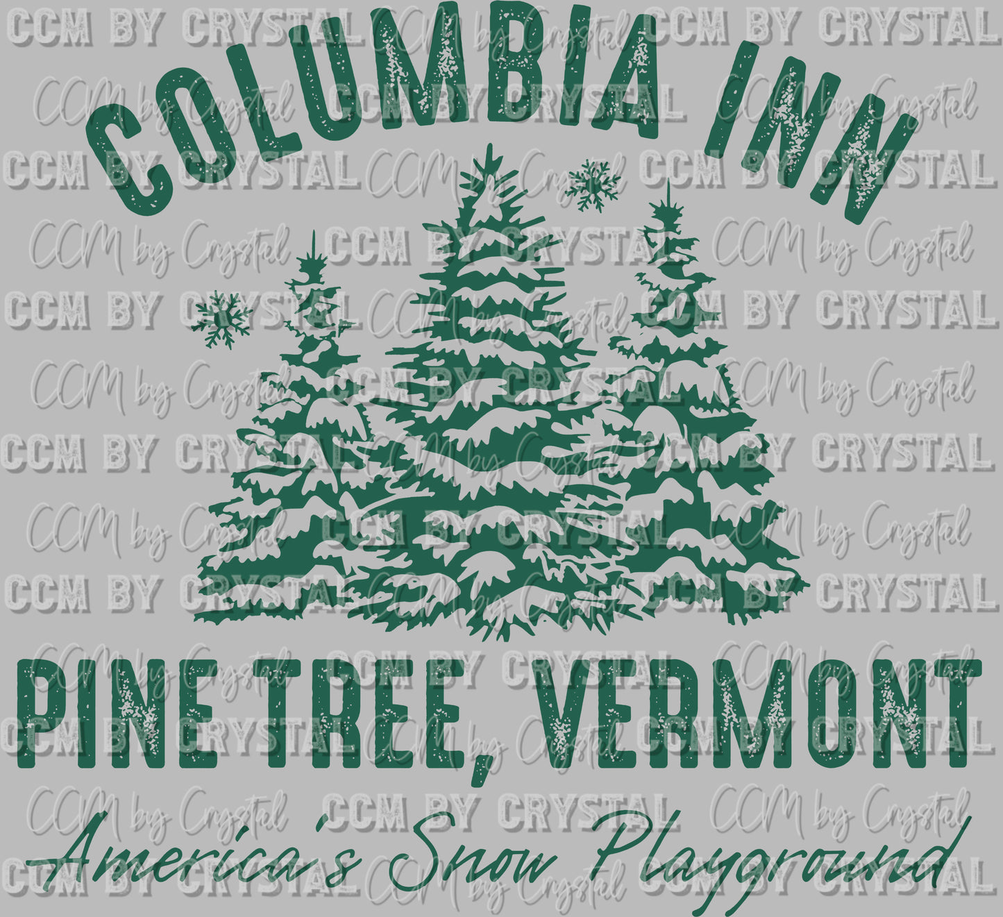 Columbia Inn Pine Tree Vermont Christmas Ready To Press Transfer DTF Sublimation