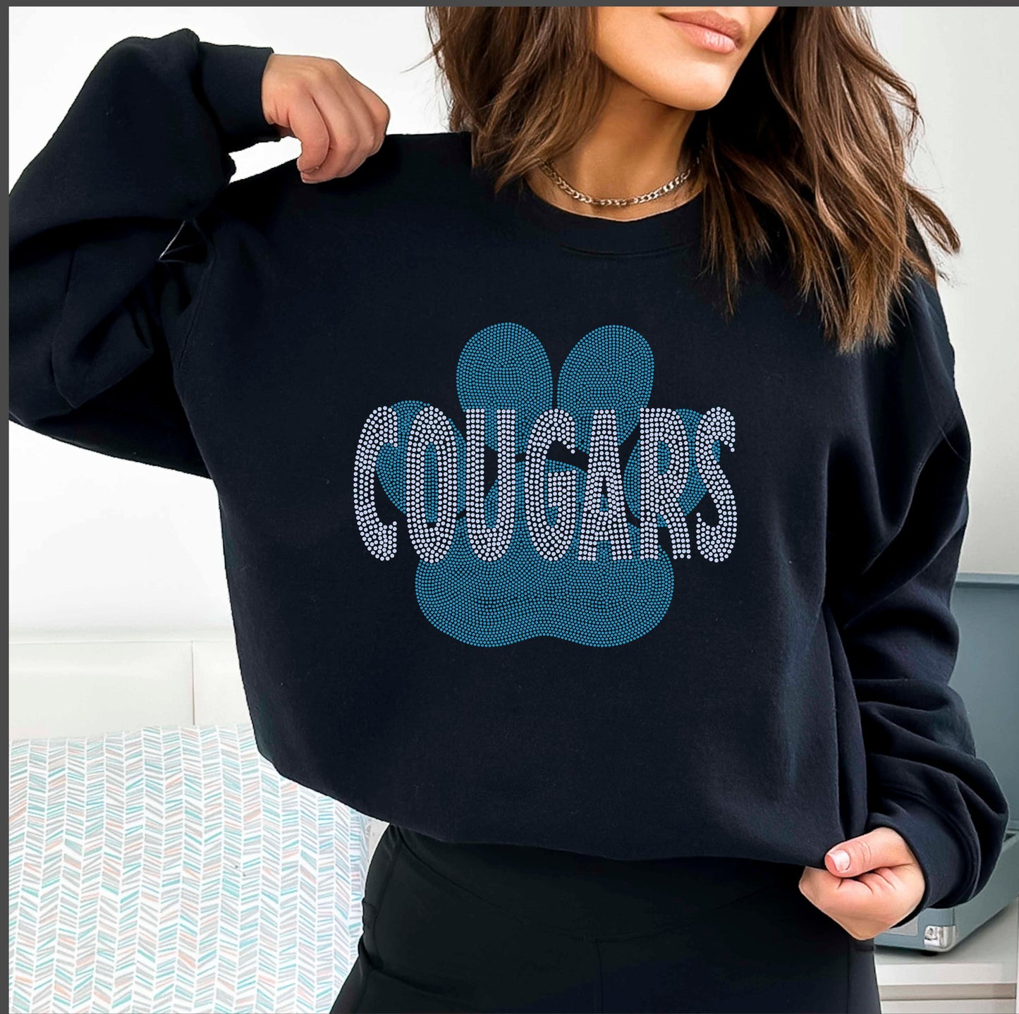 Cougars Paw 2-Color Approximately 11" wide Spangle Transfer
