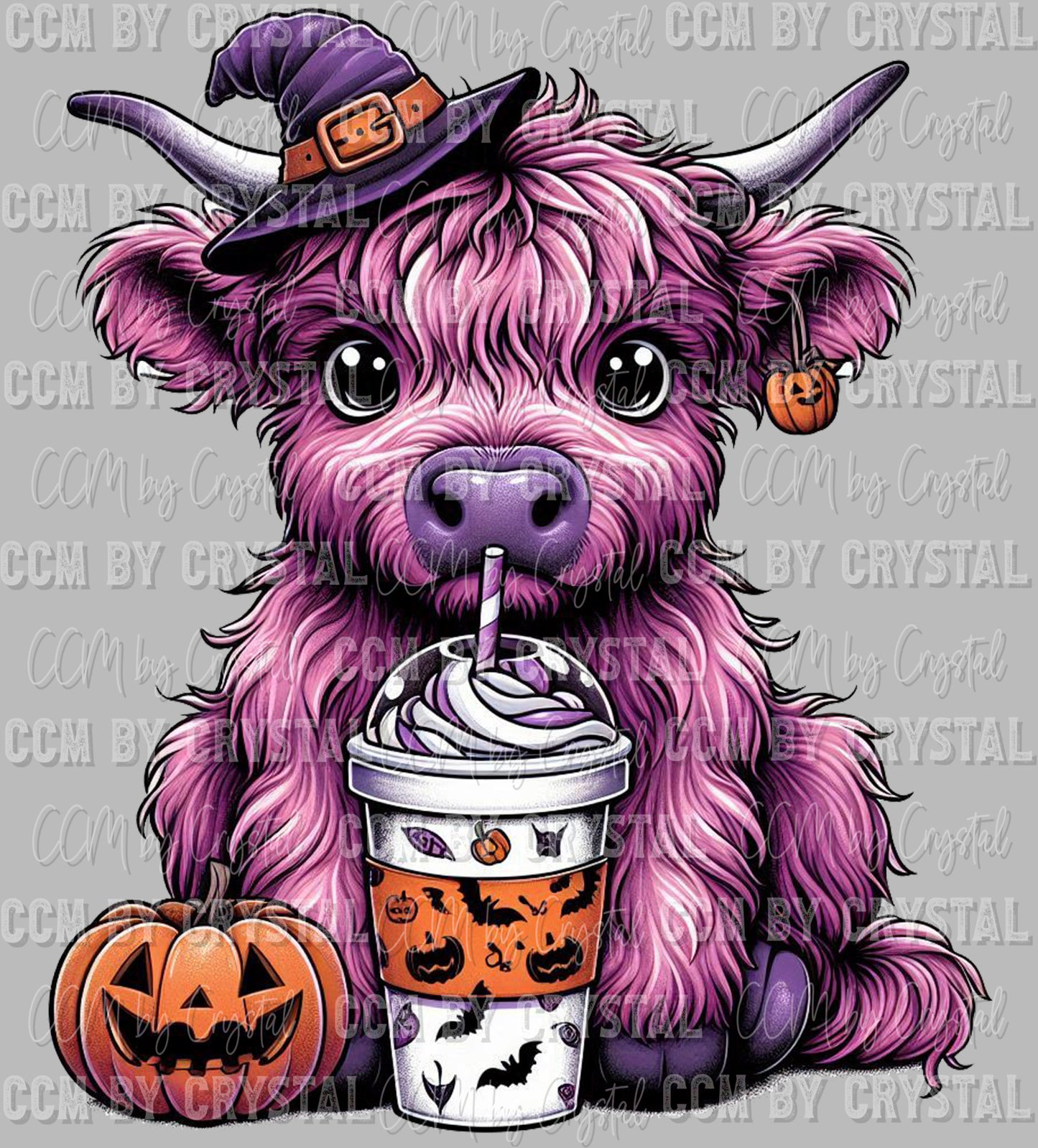 Cute Highland Cow Halloween Back Ready to Press Transfer DTF Transfer Sublimation Transfer
