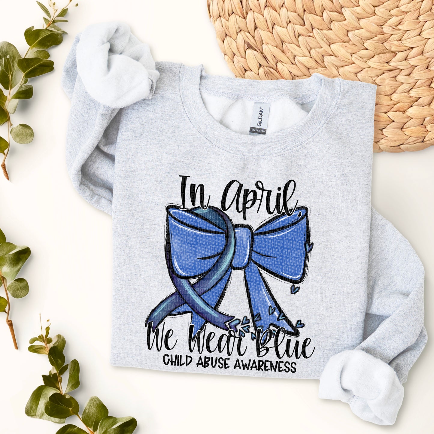 In April We Wear Blue Child Abuse Awareness Ready to Press Transfer DTF Transfer Sublimation Transfer
