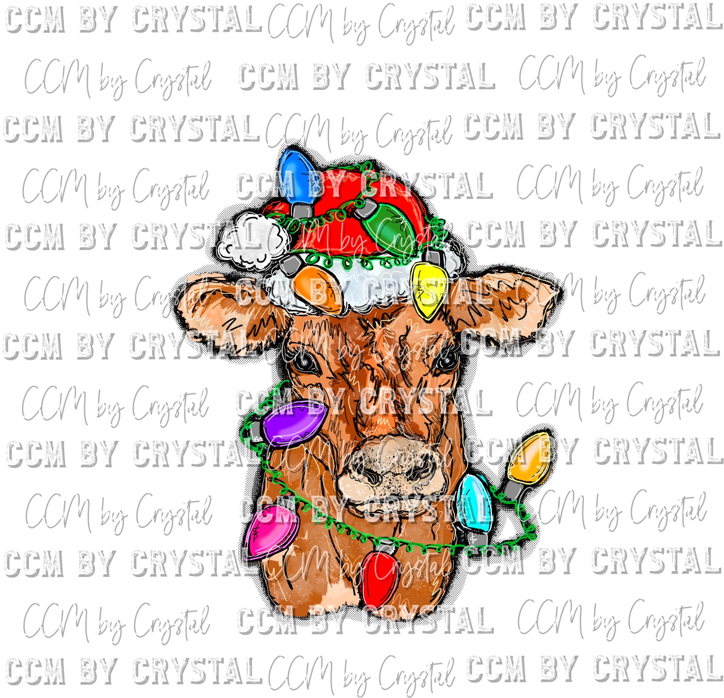 Christmas Cow Background Ready to Press Transfer