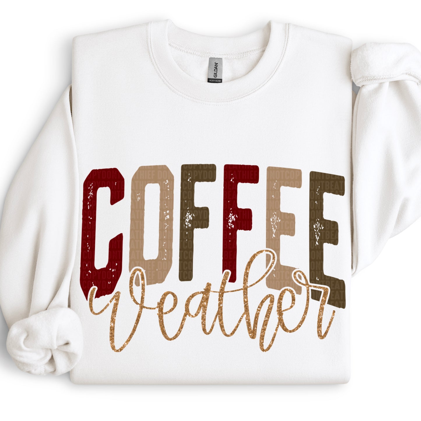 Coffee Weather Distressed Faux Glitter Ready to Press Transfer DTF Transfer Sublimation Transfer