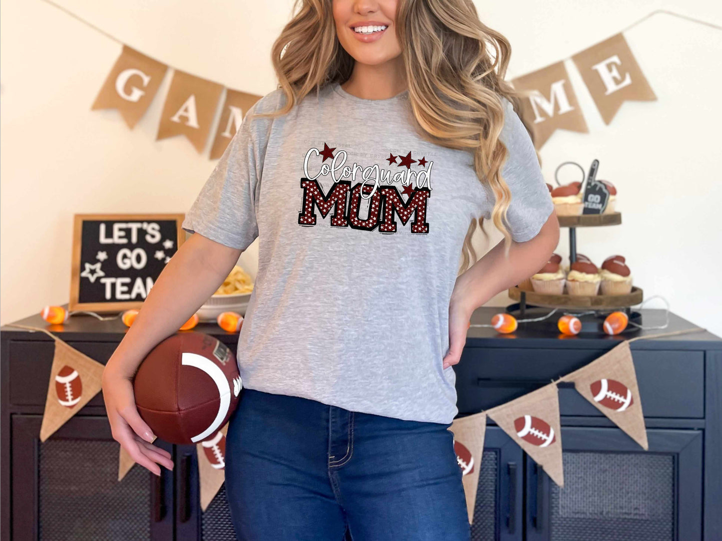 Color Guard Mom Stars Maroon Sports Mascot Ready to Press Transfer DTF Transfer Sublimation Transfer