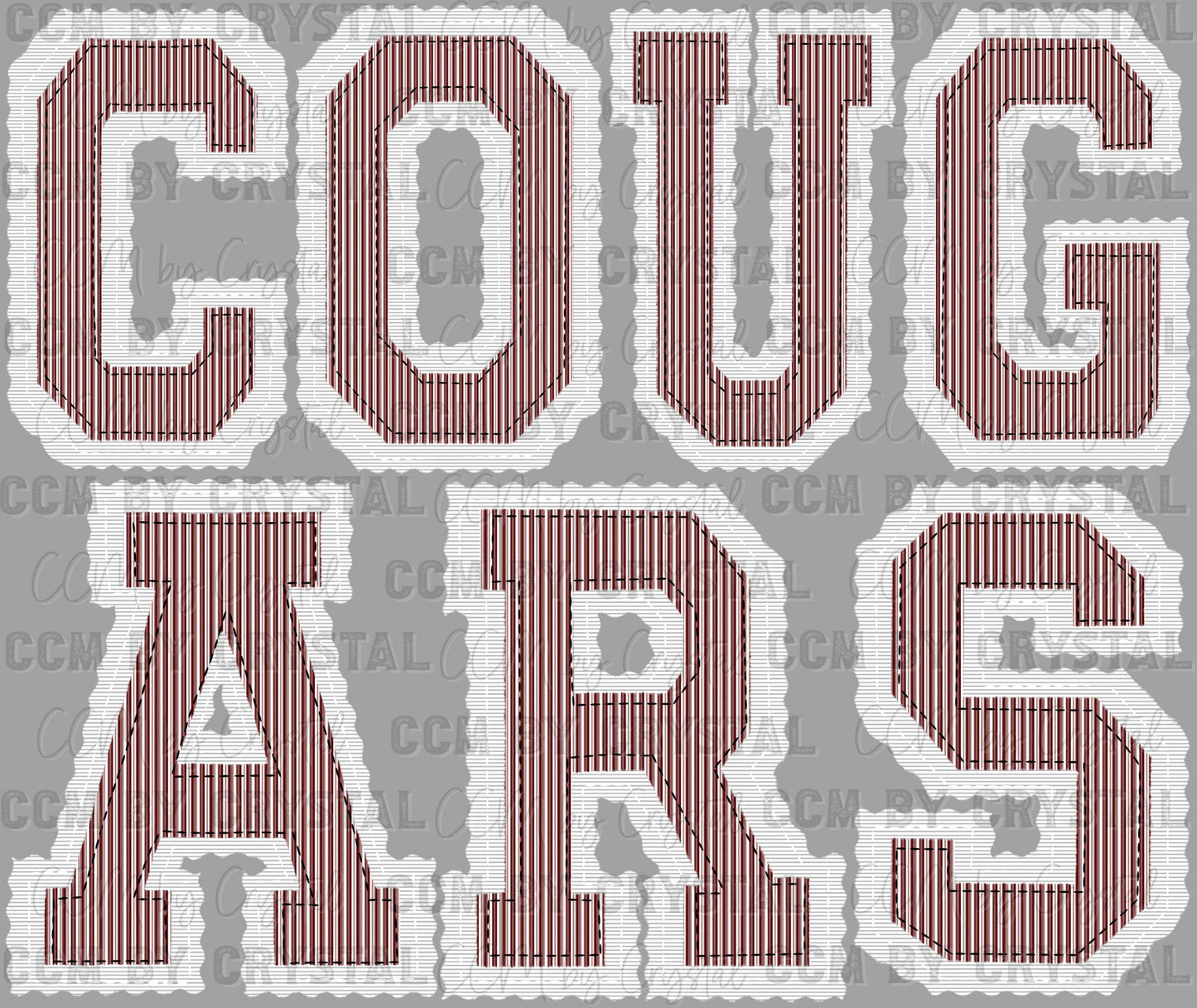 Cougars Faux Embroidery Stripes Maroon Sports Mascot Ready to Press Transfer DTF Transfer Sublimation Transfer