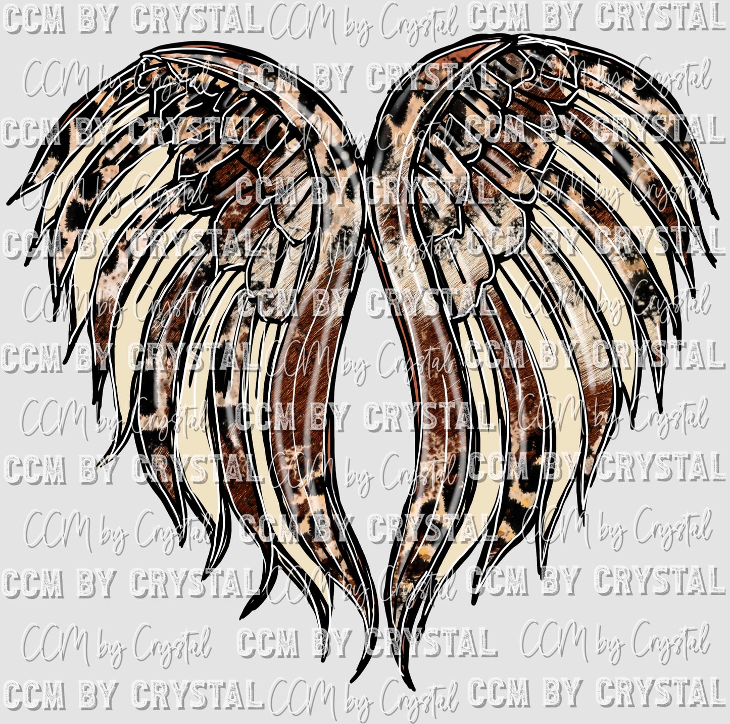 Cowhide and Leopard Wings Ready to Press Transfer