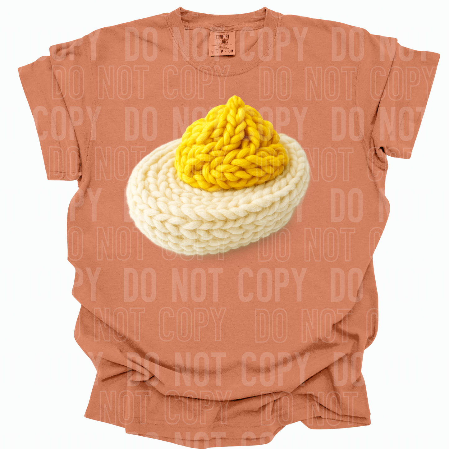 Deviled Egg Faux Fake Yarn Ready to Press Transfer DTF Transfer Sublimation Transfer