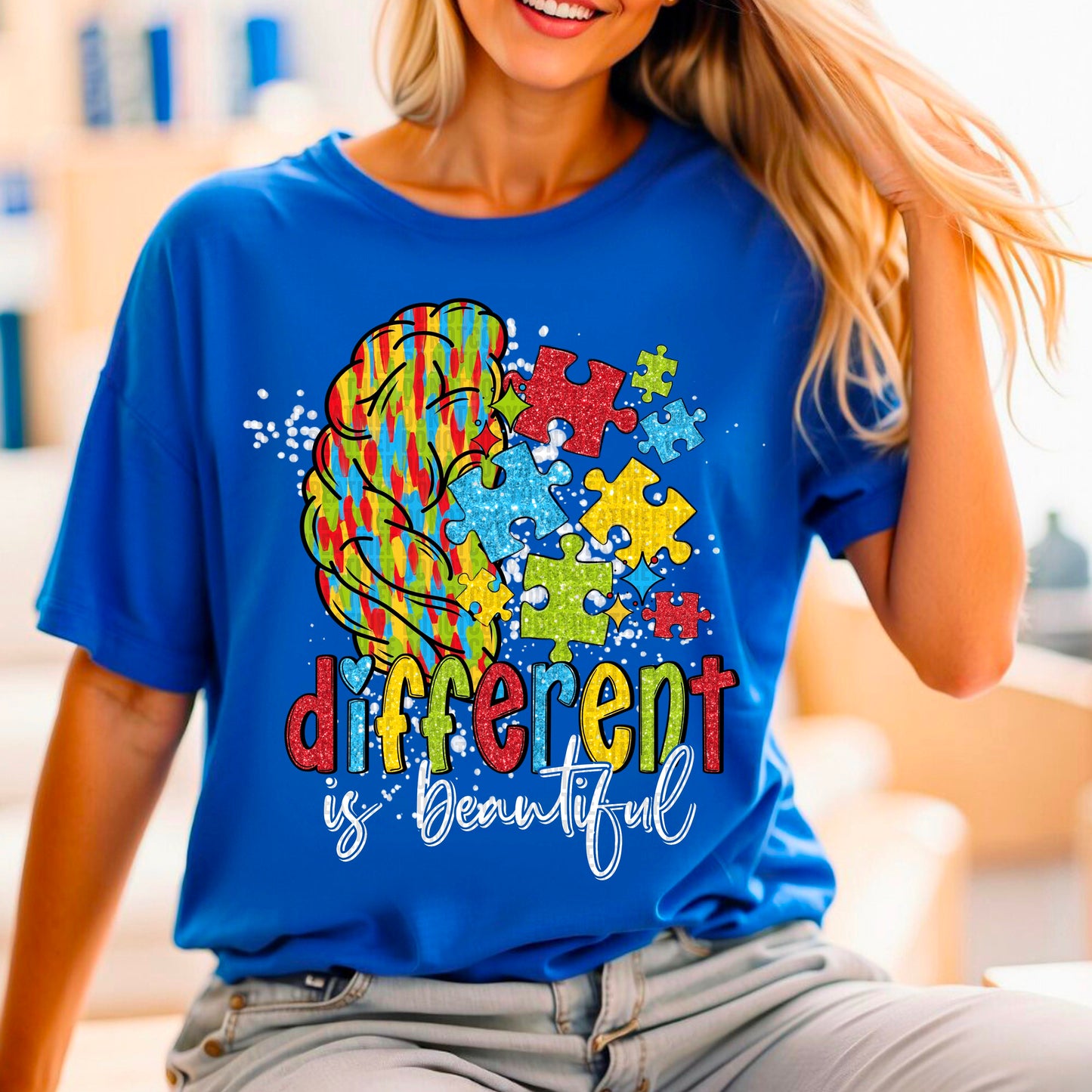 Different is Beautiful Autism Ready to Press Transfer DTF Transfer Sublimation Transfer