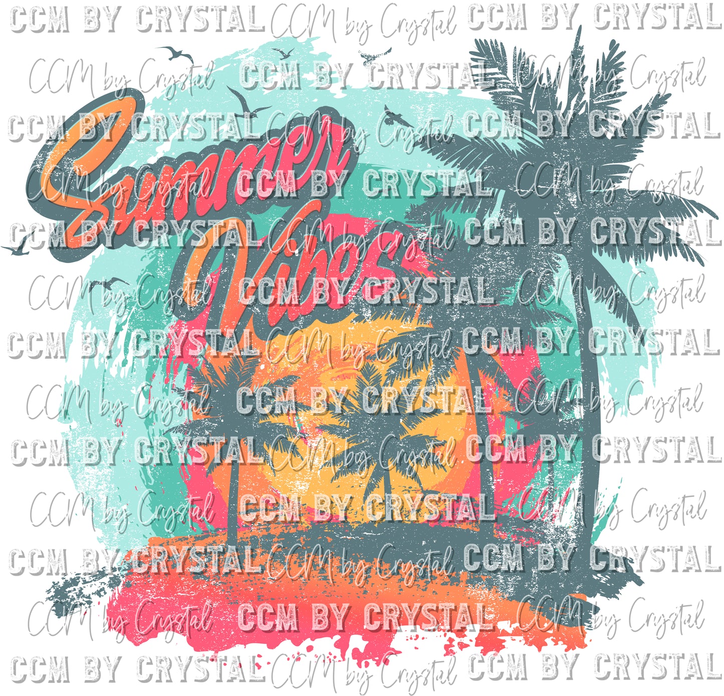 Distressed Summer Vibes Print Ready to Press Transfer