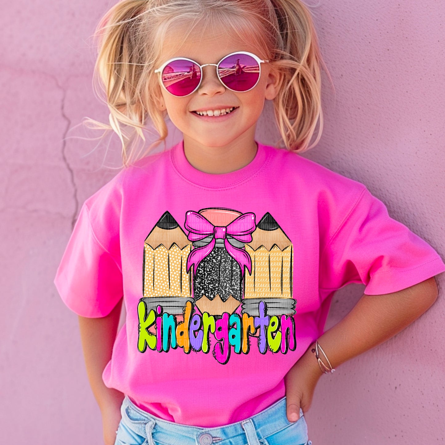 Kindergarten Girl Pencils Back to School Ready to Press Transfer DTF Transfer Sublimation Transfer
