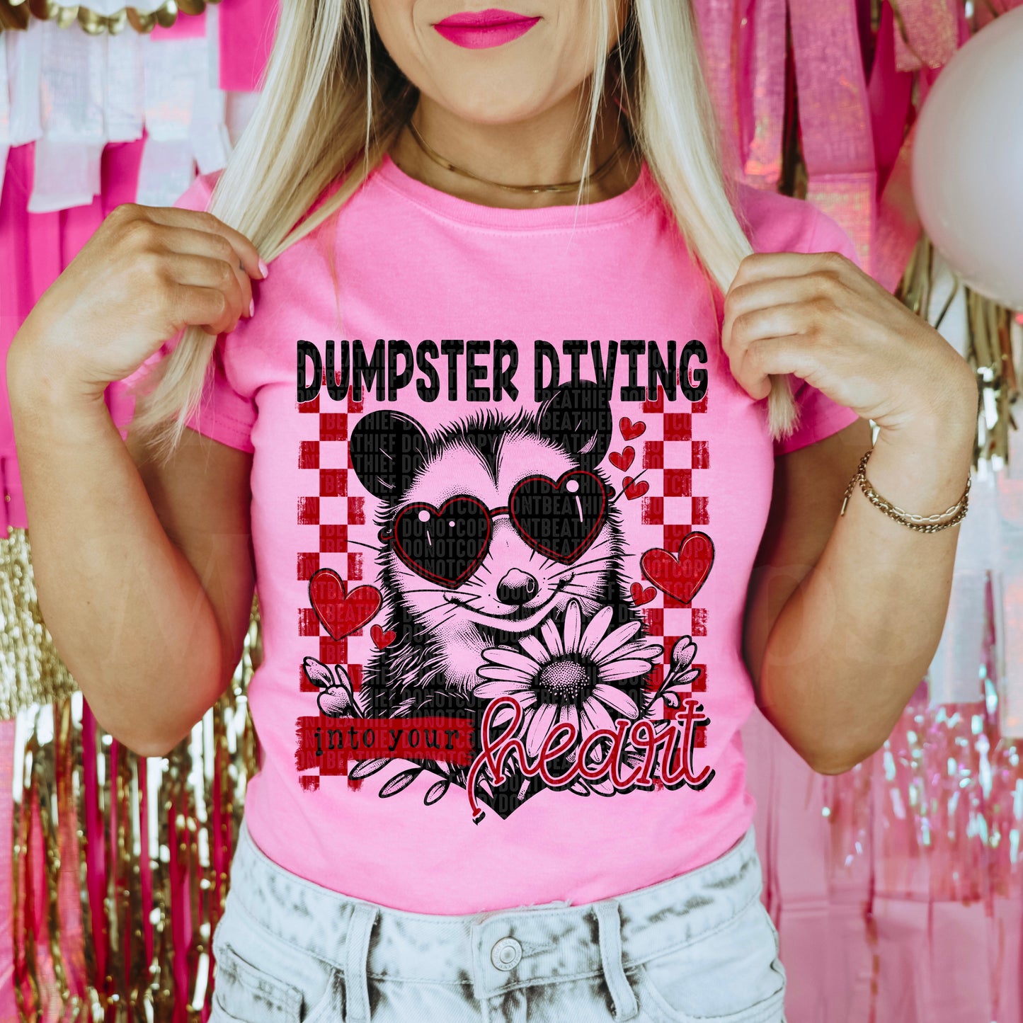 Dumpster Diving into Your Heart Valentine's Day Ready to Press Transfer DTF Transfer Sublimation Transfer