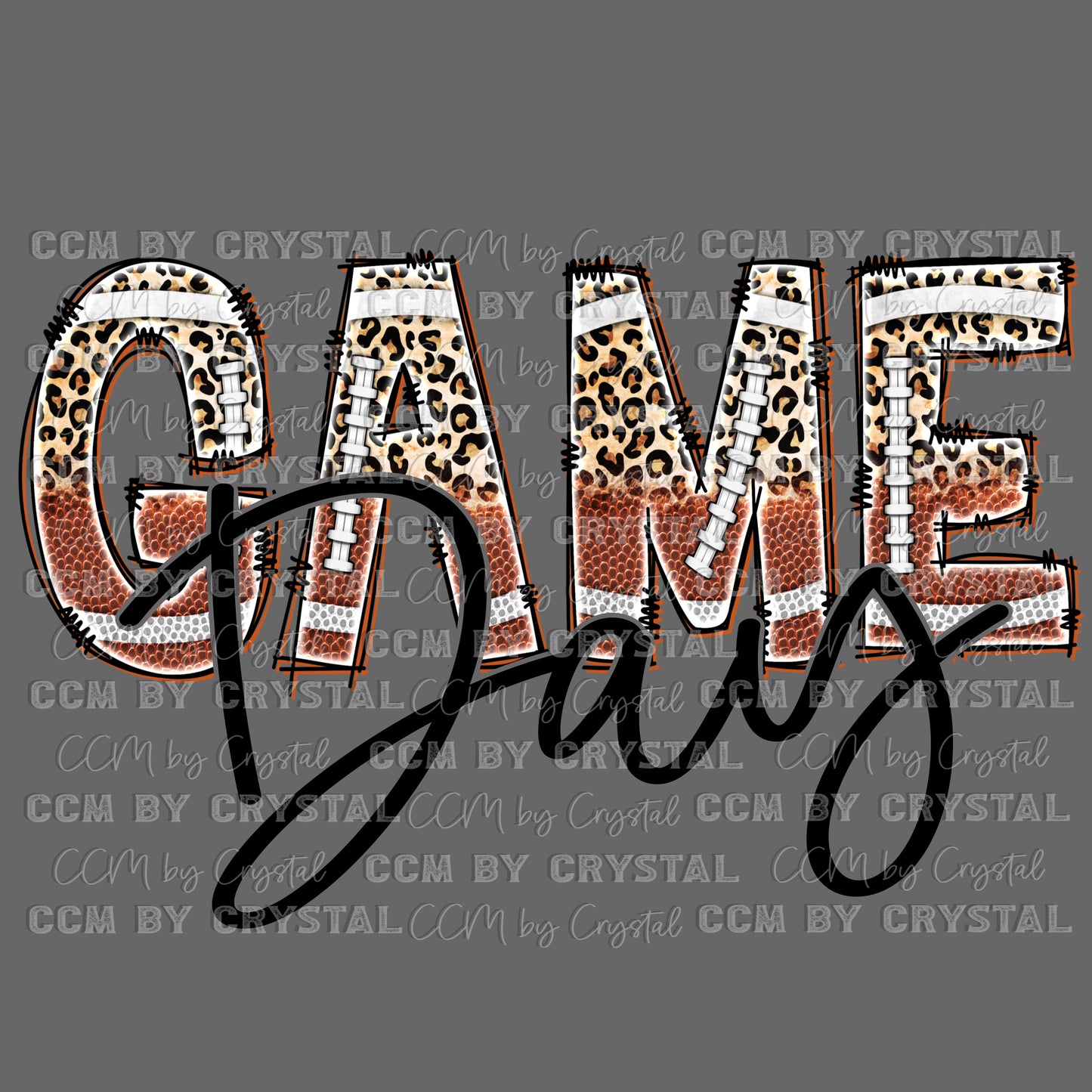 Game Day Football Doodle Letters PNG Digital File ONLY