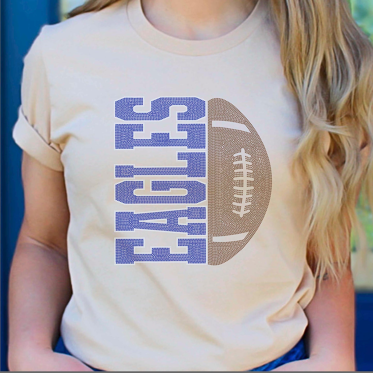 Eagles Football 3-Color Approximately 11" Wide Spangle Transfer