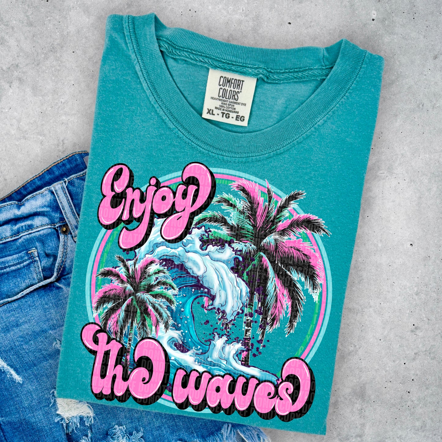 Enjoy The Waves Beach Summer Ready to Press Transfer